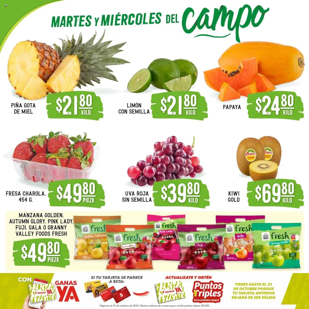 Nuevas ofertas de Soriana válidas en toda la República Mexicana desde el 29.07.2025. ¡Encuentra las mejores ofertas en Soriana - Martes y Miércoles del Campo Súper: Ver, Tab, Chis, Camp, Yuc y Q. Roo! | Página: 2 | Productos: Fresa, Limón, Uva, Kiwi