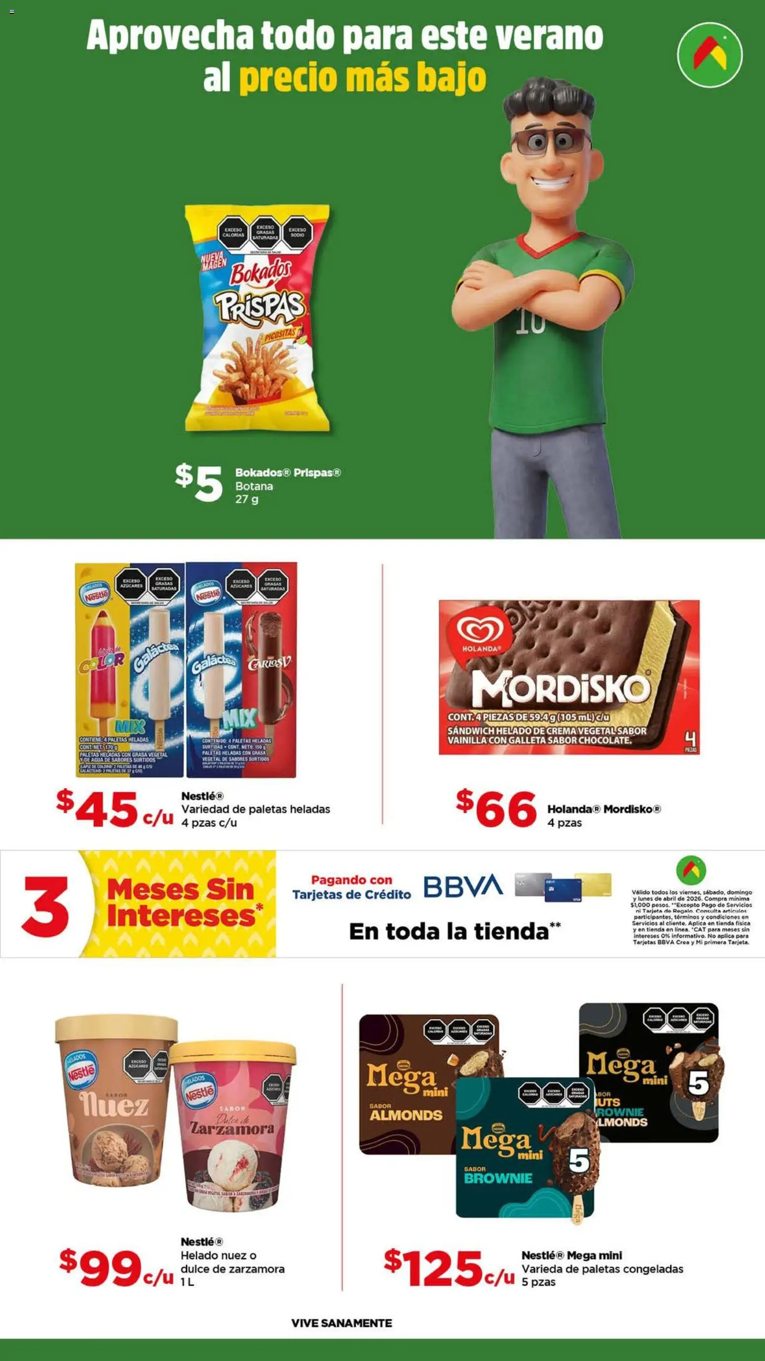 Nuevas ofertas de Bodega Aurrerá válidas en toda la República Mexicana desde el 22.04.2026. ¡Encuentra las mejores ofertas en Bodega Aurrerá folleto Aprovecha todo para tu desayuno! | Página: 4 | Productos: Crema, Nuez, Helado