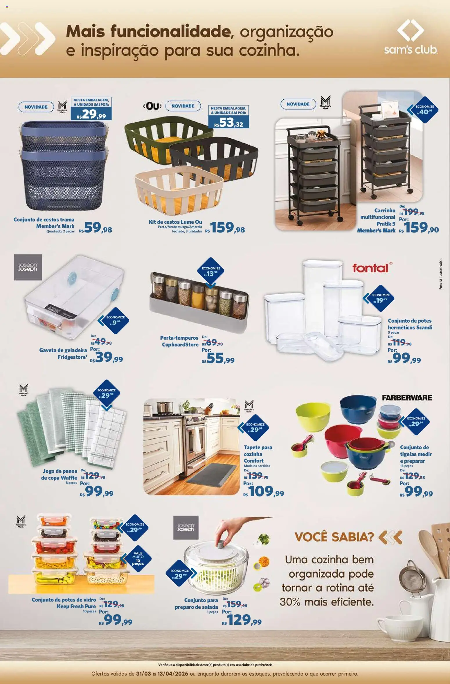 Sam's Club Folheto - válido de 31.03.2026 | Página: 5 | Produtos: Tapete, Carrinho, Copa, Potes