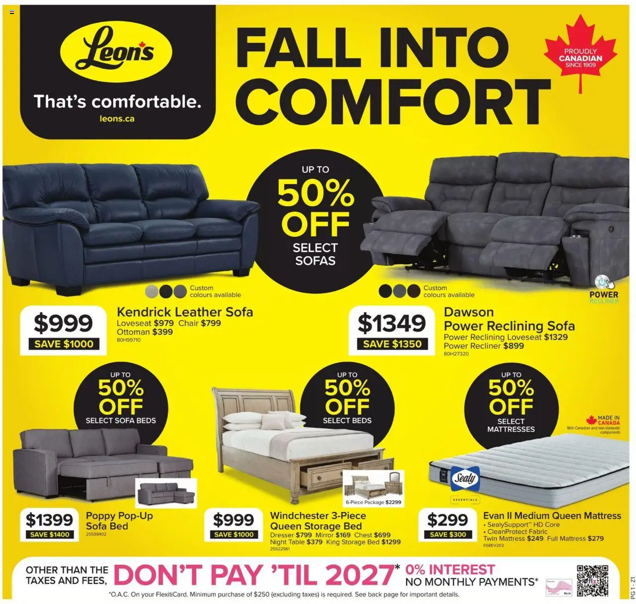Leon's flyer valid from 09.10.2025 | Page: 1 | Products: Bed, Mattress, Table, Mirror