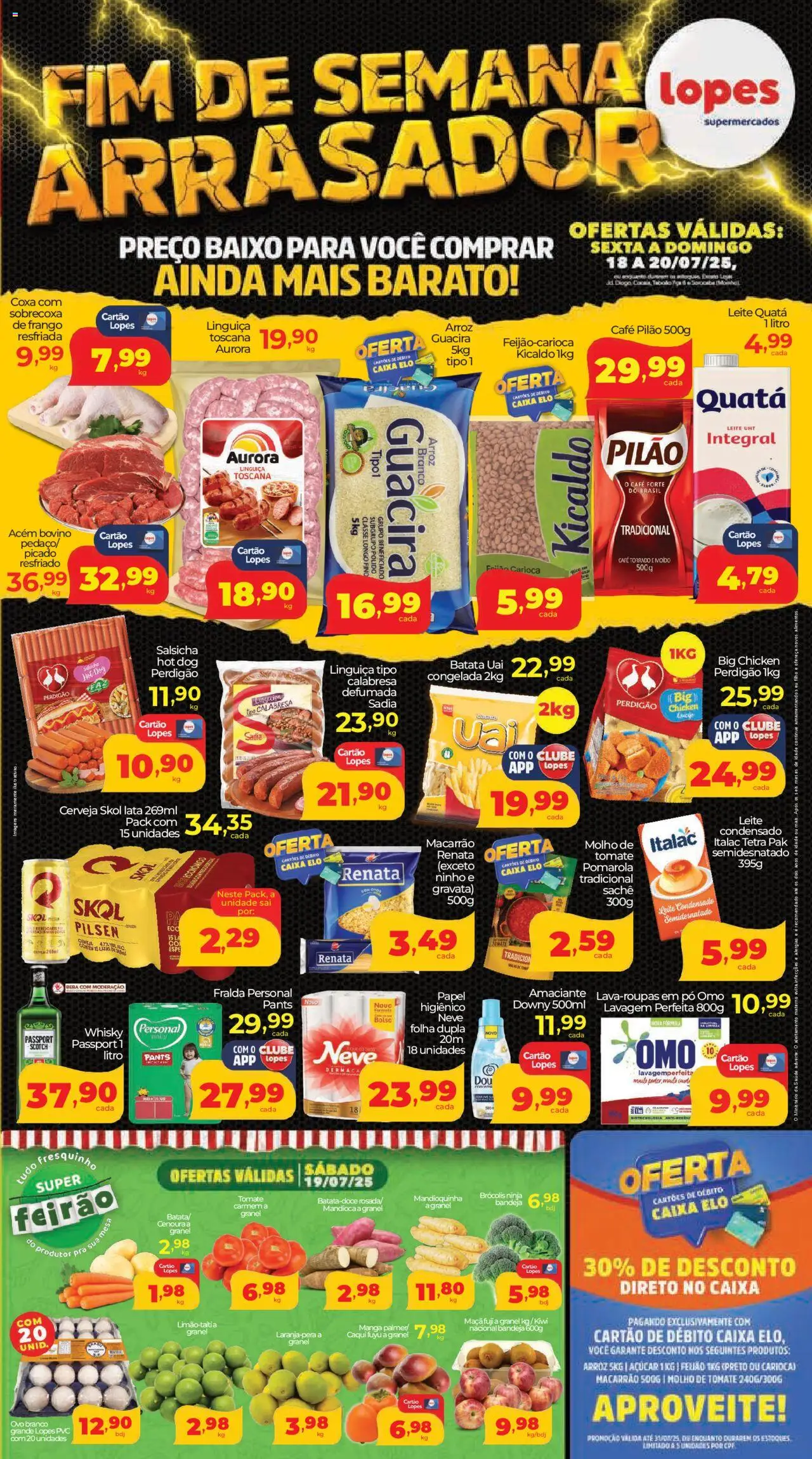 Lopes Supermercados Folheto - válido de 18.07.2025 | Página: 1 | Produtos: Caqui, Molho de tomate, Leite, Cerveja