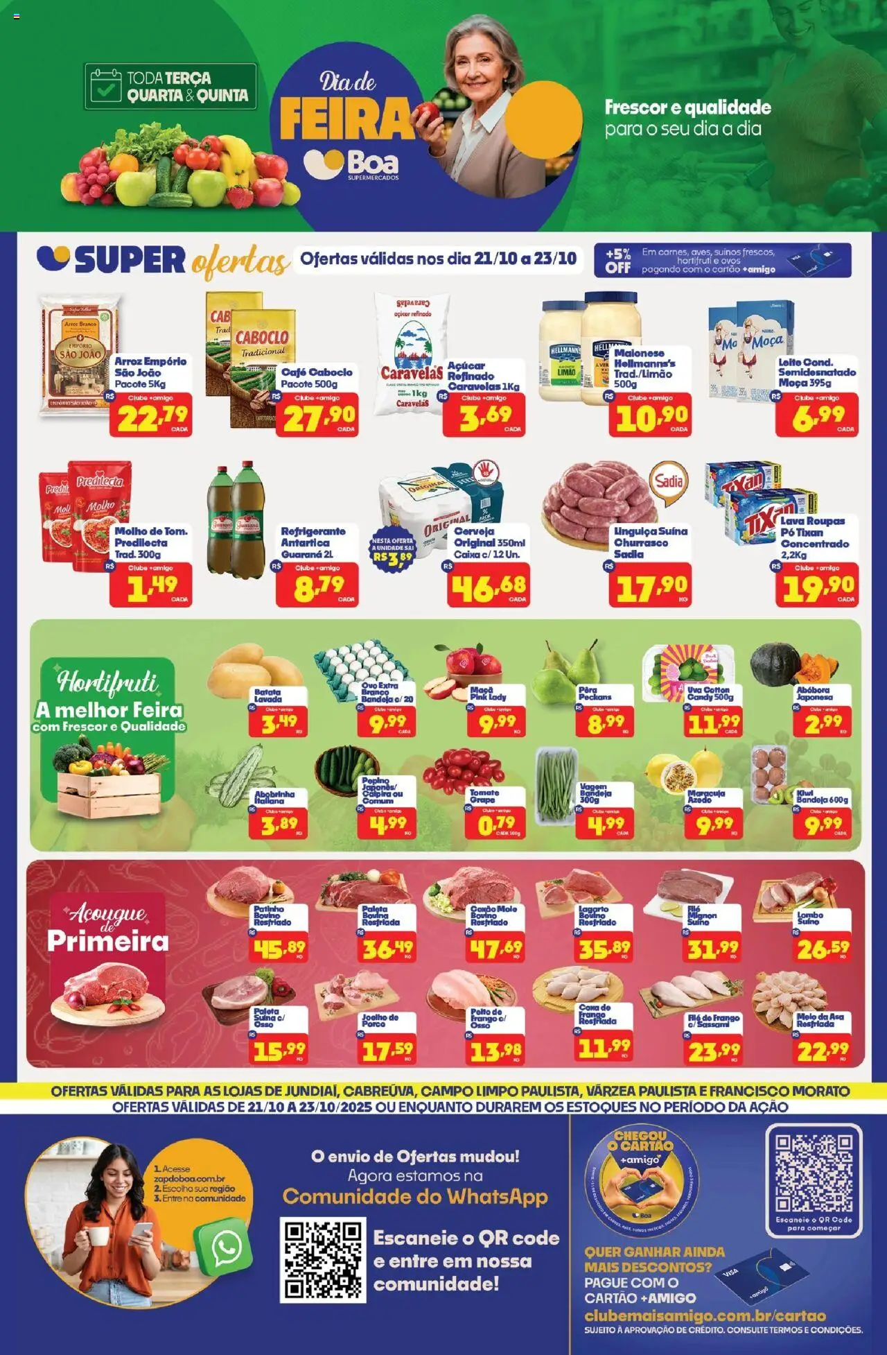 Boa Supermercados Folheto - válido de 21.10.2025 | Página: 1 | Produtos: Linguiça, Cerveja, Arroz, Maionese