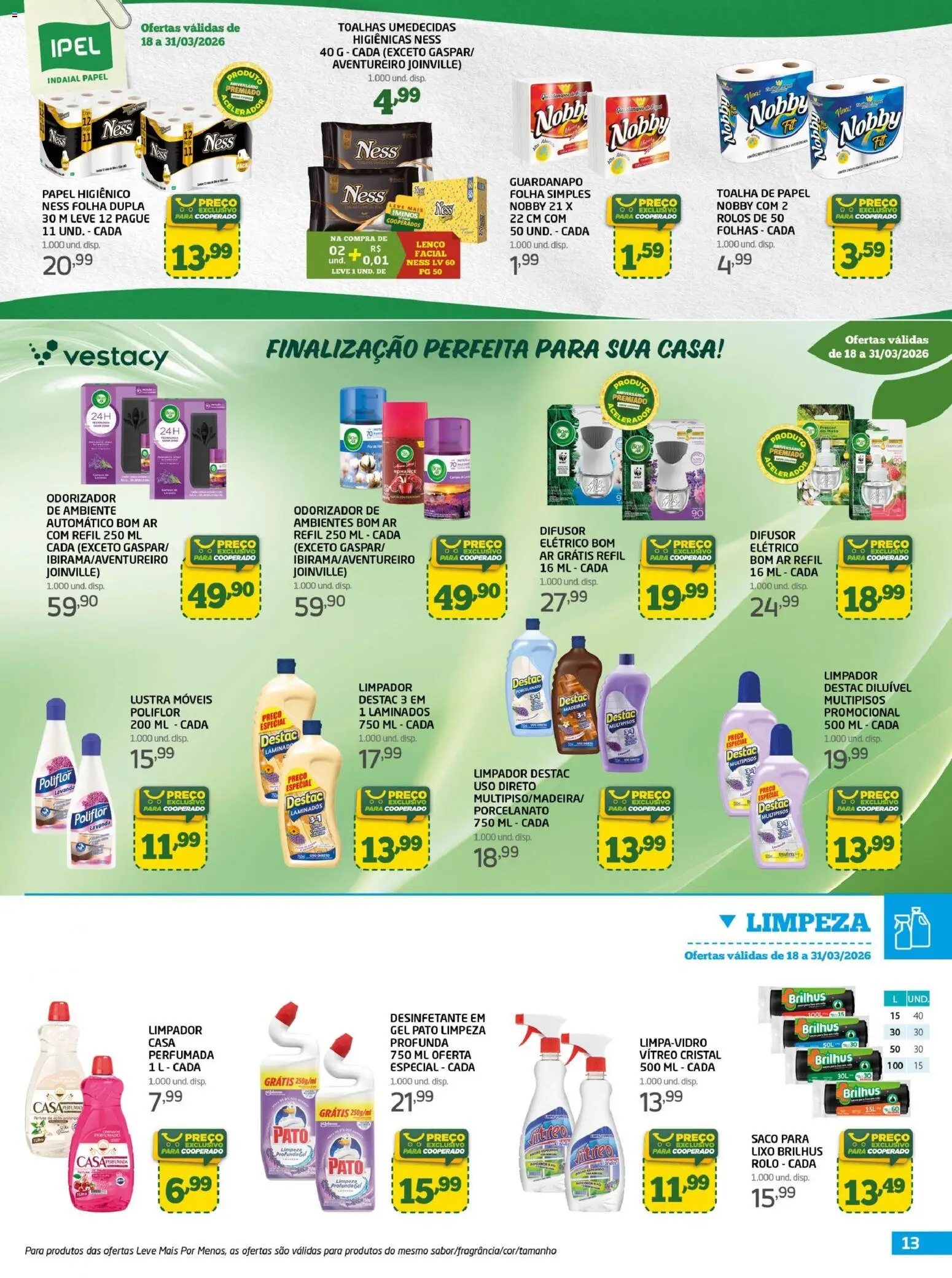 Cooper Folheto - válido de 18.03.2026 | Página: 13 | Produtos: Rolo, Papel higiênico, Desinfetante, Guardanapo