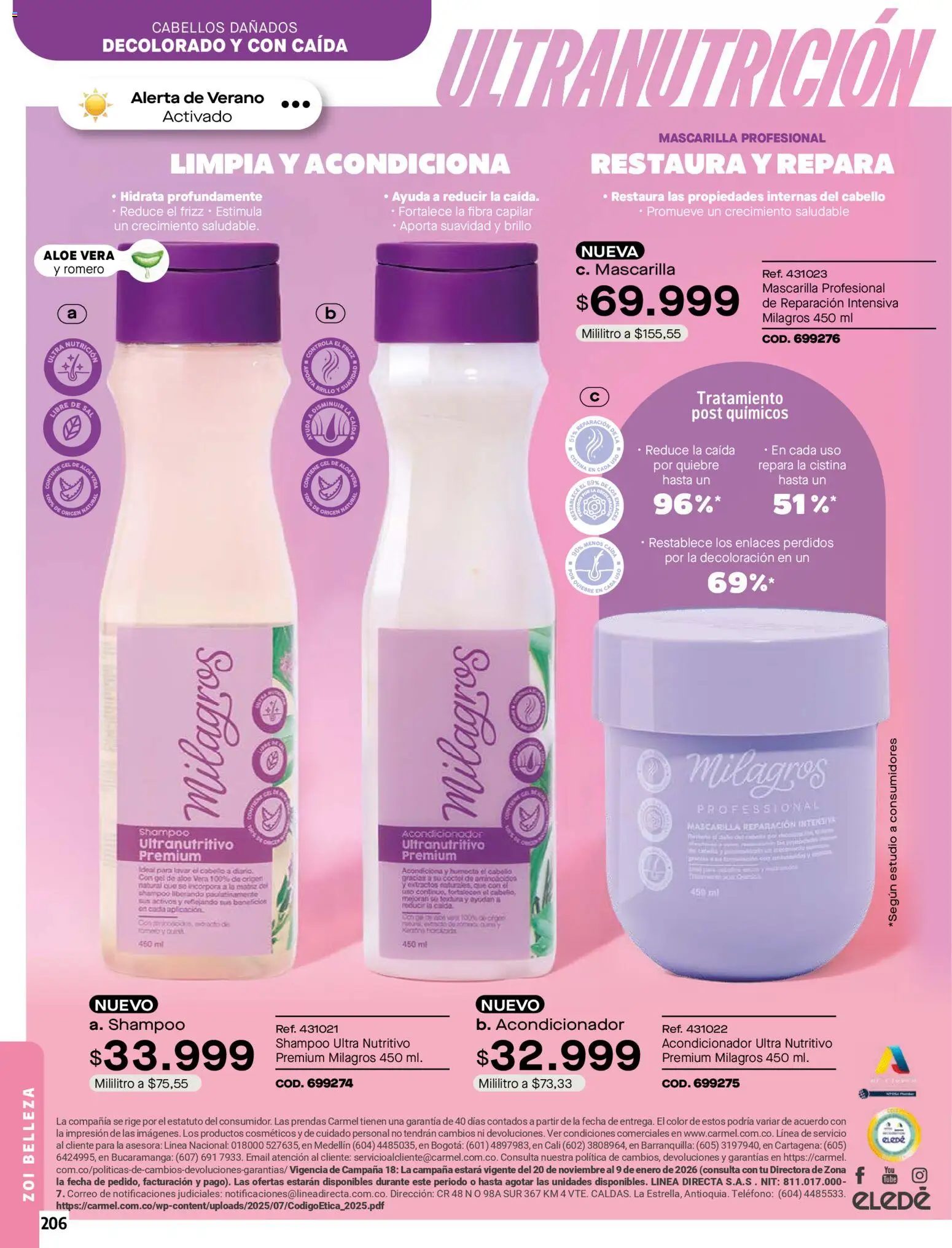 Carmel revista - valida desde el 01.01.2026 | Página: 206 | Productos: Teléfono, Mascarilla, Acondicionador, Loción tonificante