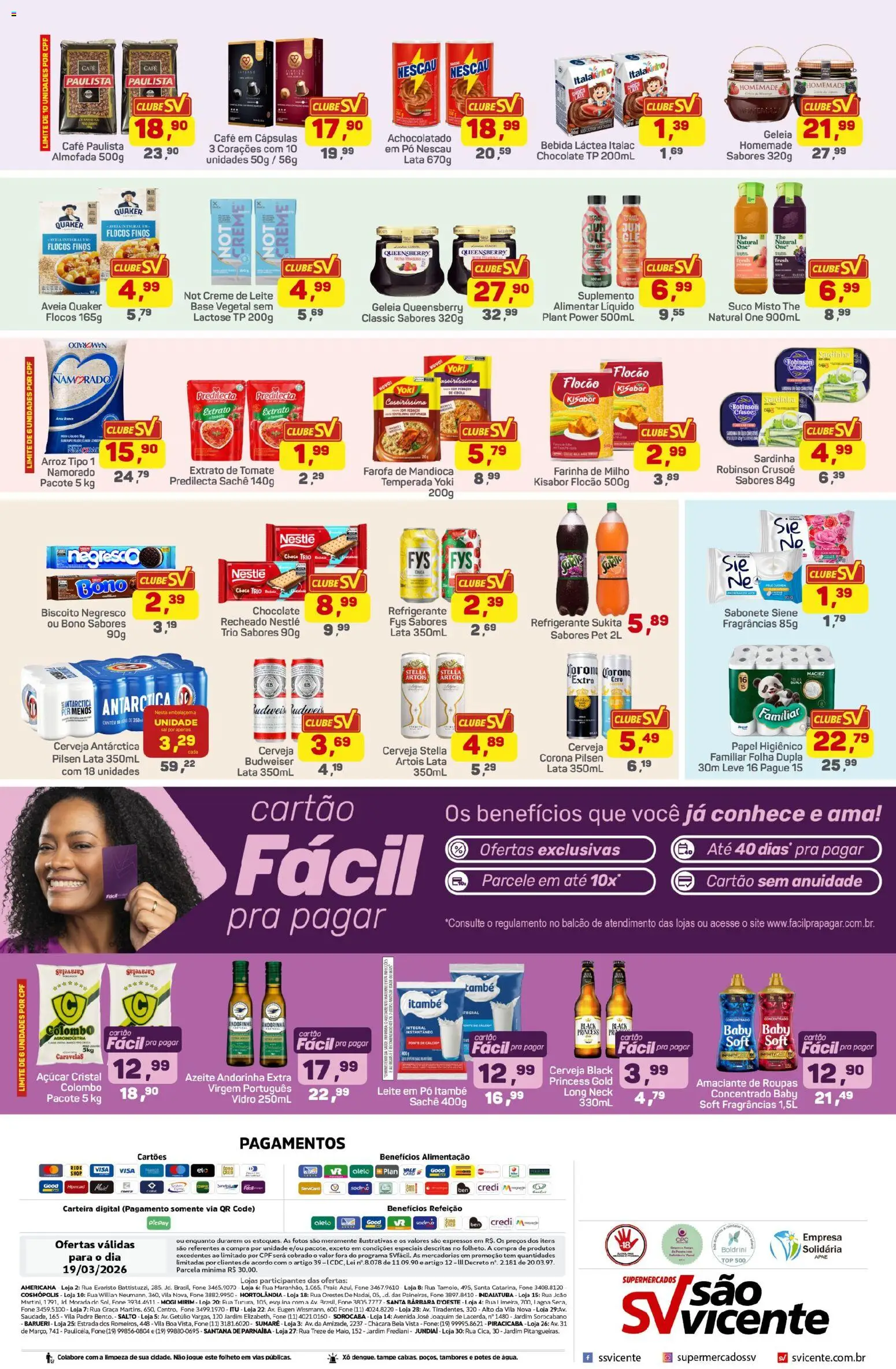 Supermercados São Vicente Folheto - válido de 19.03.2026 | Página: 2 | Produtos: Nescau, Café, Arroz, Leite em pó