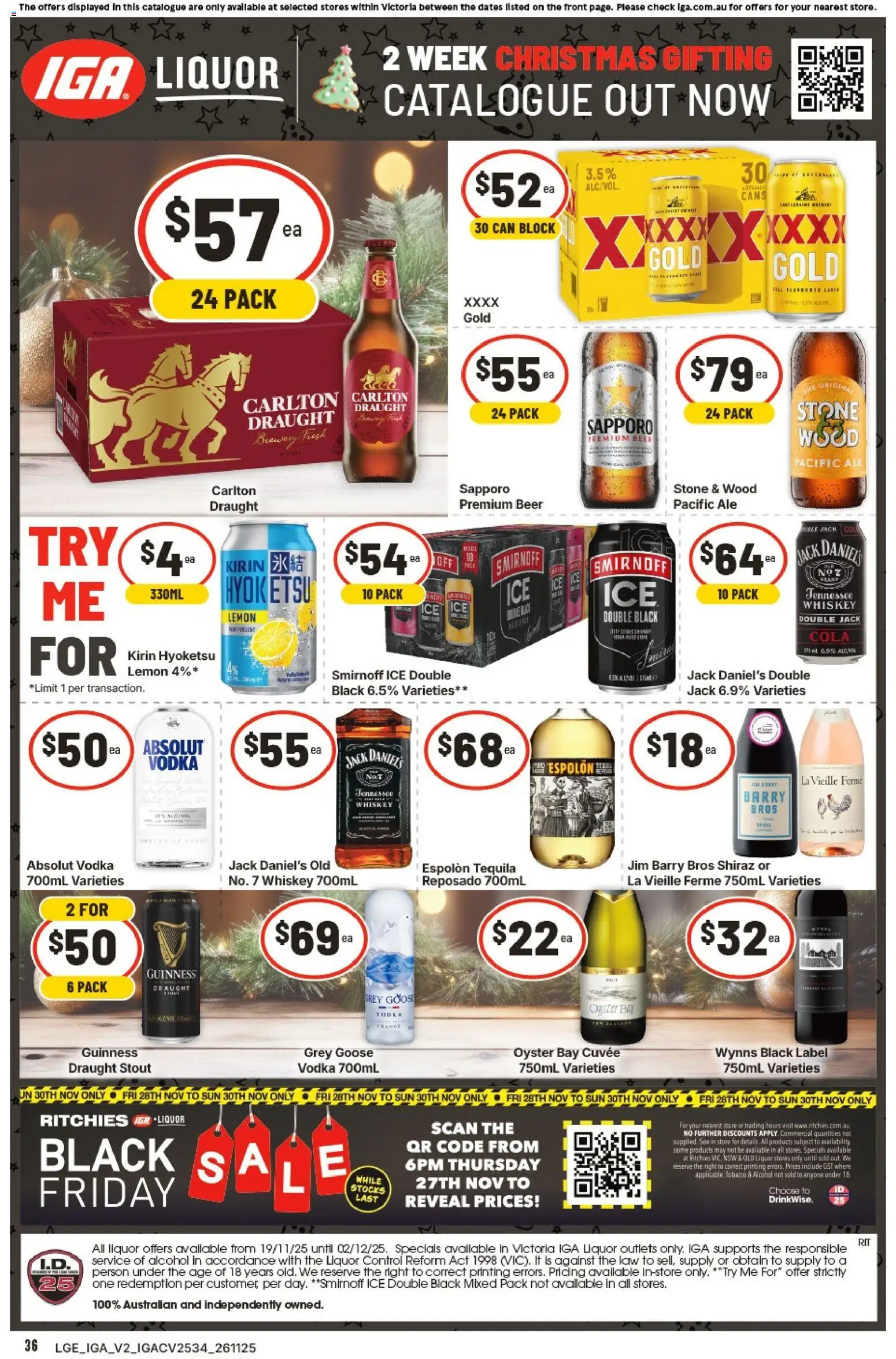 IGA catalogue - valid from 26.11.2025 | Page: 5 | Products: Beer, Whiskey, Wood, Lemon