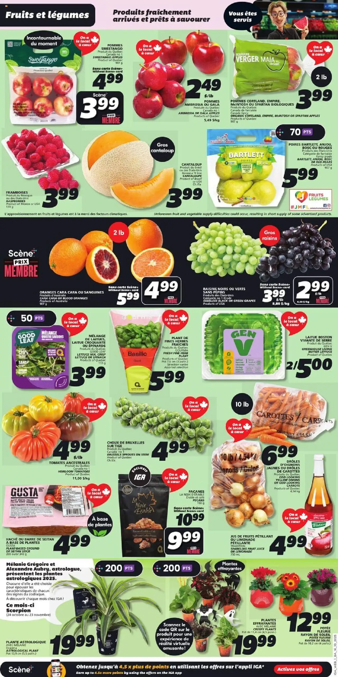 IGA flyer valid from 16.10.2025 | Page: 3 | Products: Juice, Apples, Oranges, Tomatoes