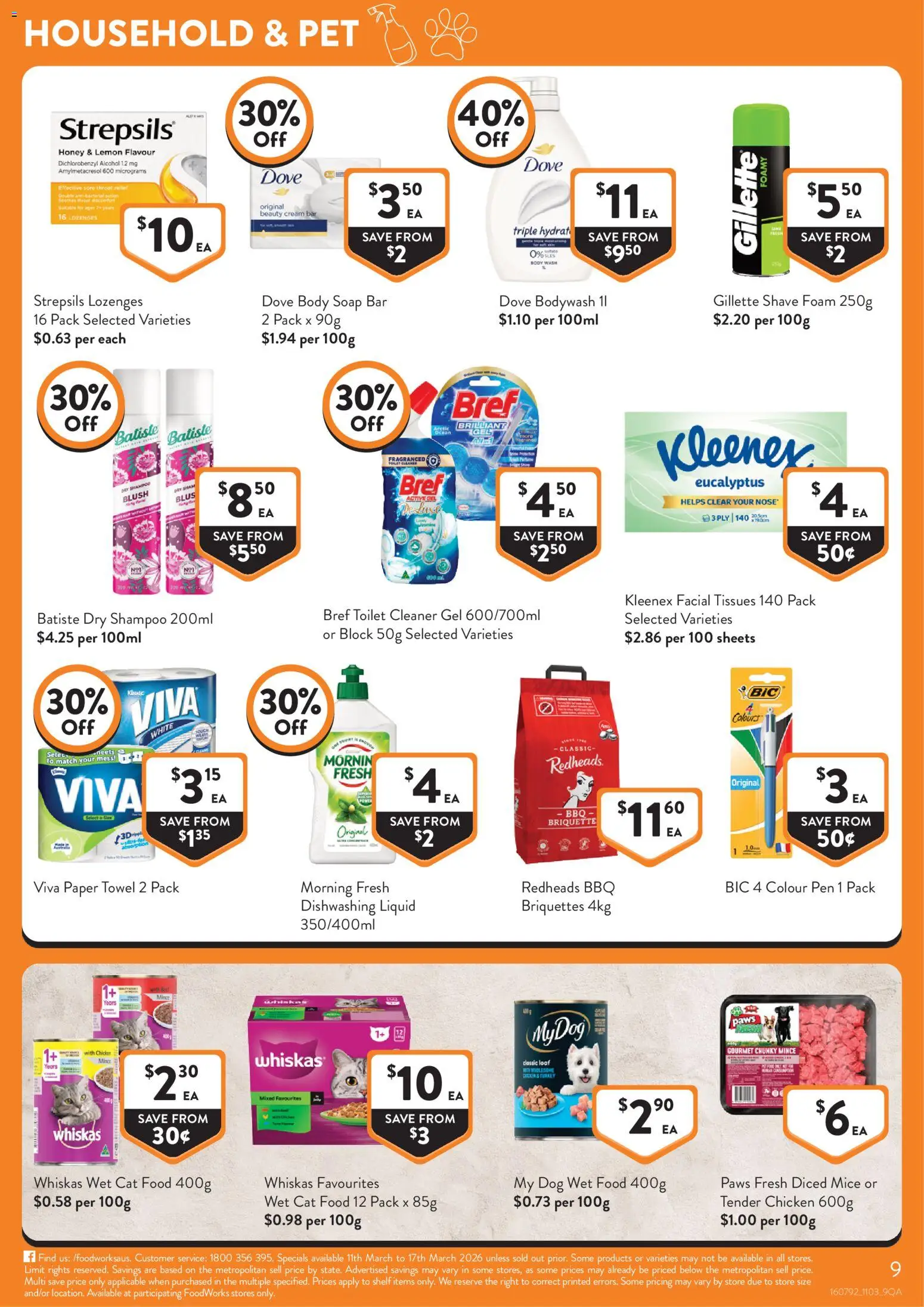 Foodworks catalogue - valid from 11.03.2026 | Page: 9 | Products: Toilet, Cleaner, Shampoo, Cream