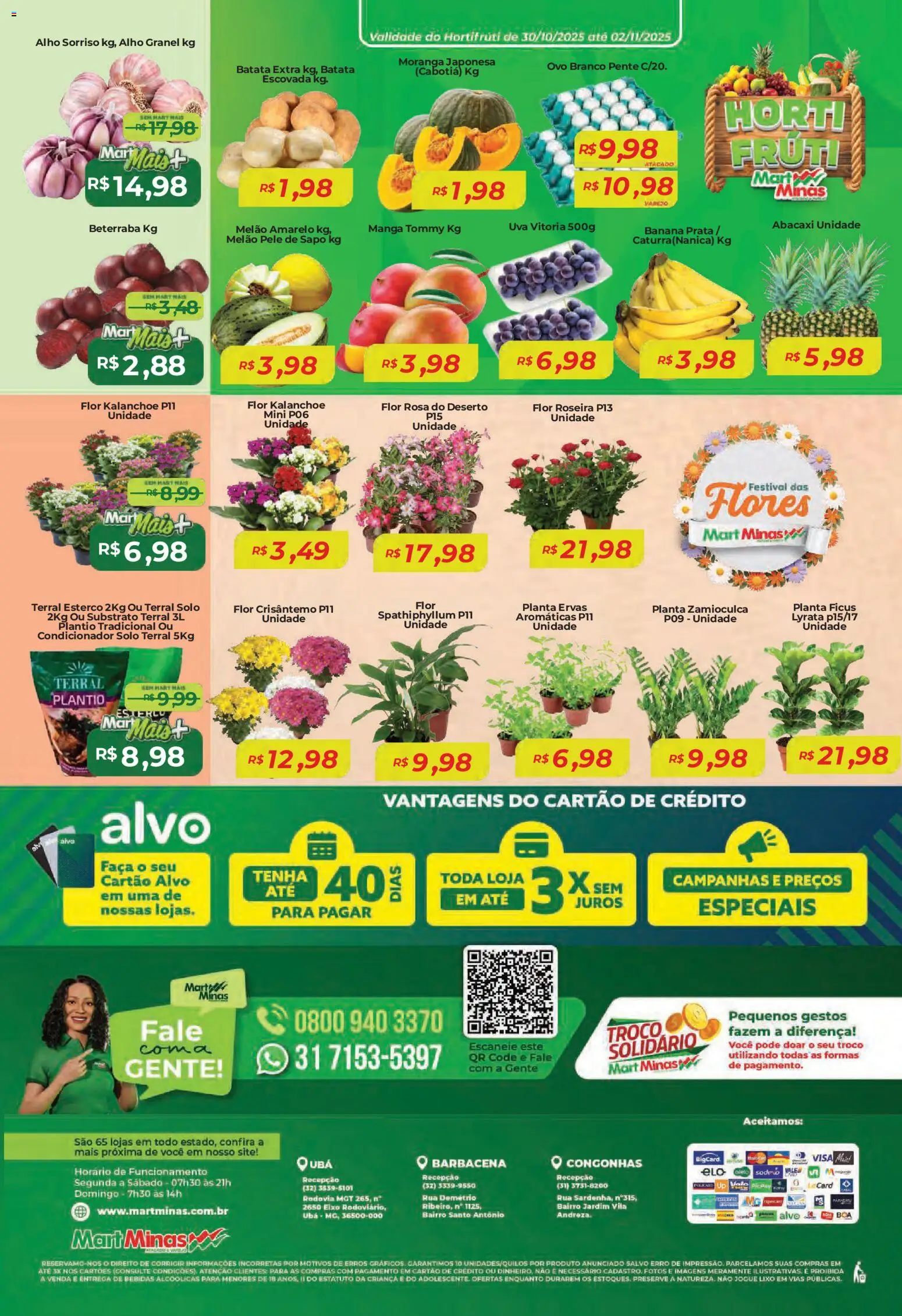 Mart Minas Folheto - válido de 30.10.2025 | Página: 8 | Produtos: Melão, Alho, Condicionador, Flores