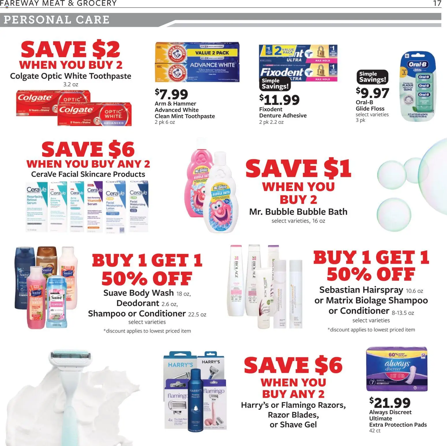 Fareway - Weekly Ad - valid from 19.01.2026 | Page: 17 | Products: Toothpaste, Pads, Body Wash, Shave Gel