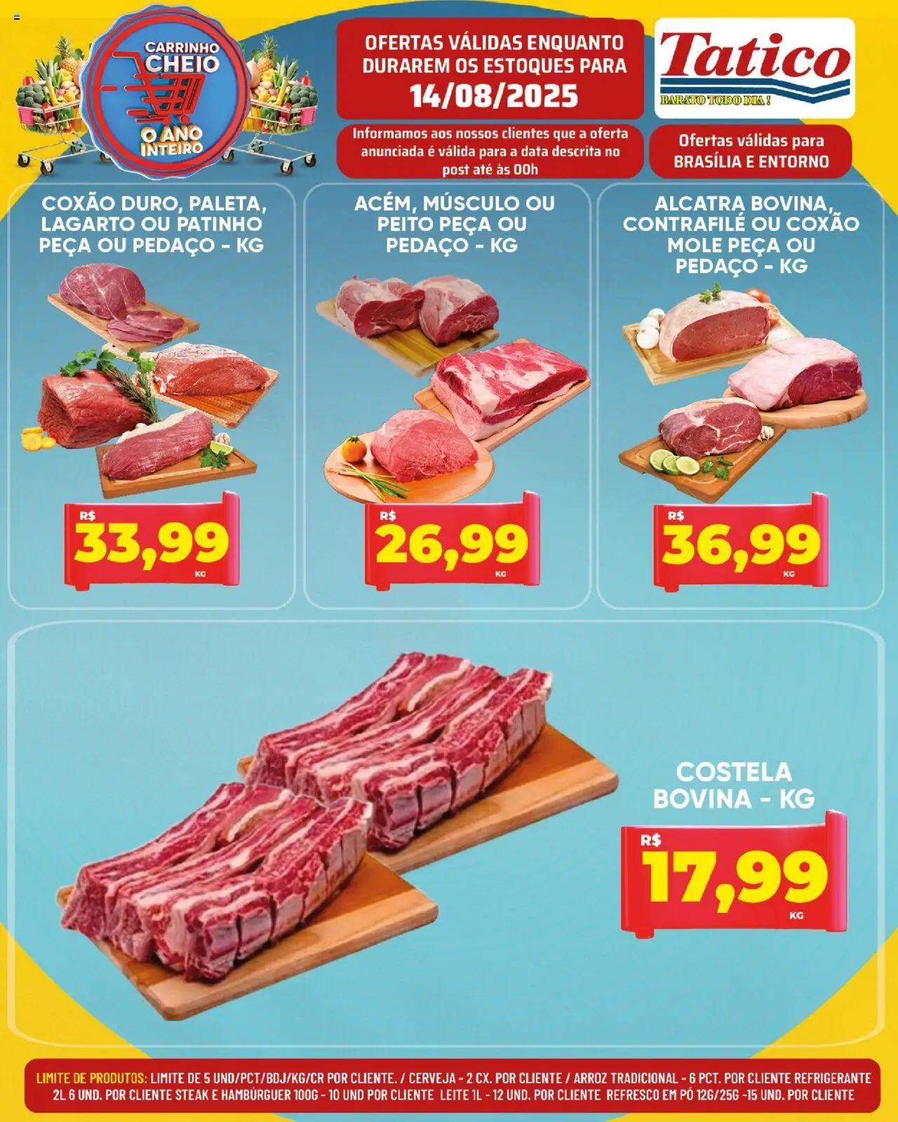 Tatico Folheto - válido de 15.08.2025 | Página: 34 | Produtos: Pó, Alcatra, Carrinho, Hambúrguer