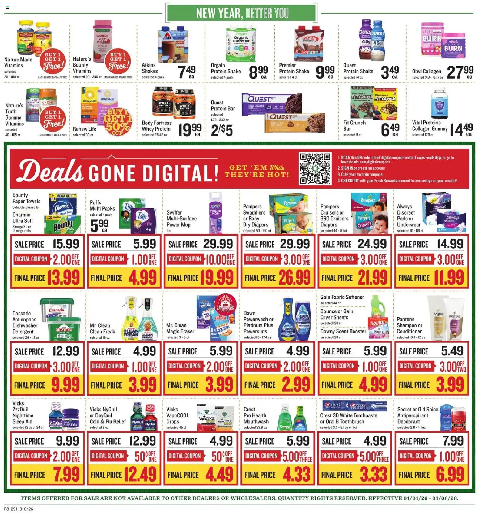 Lowes Foods Weekly Ad - valid from 01.01.2026 | Page: 10 | Products: Antiperspirant, Toothpaste, Detergent, Pads