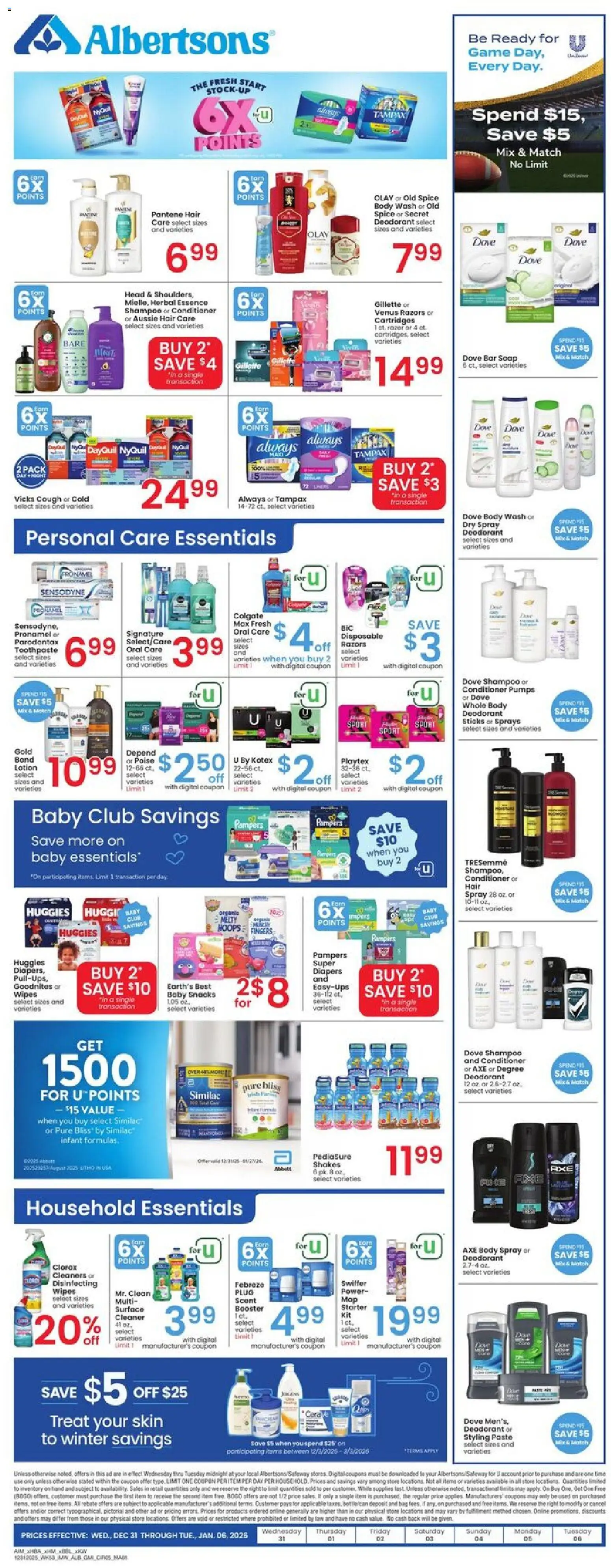 Albertsons Weekly Ad - valid from 31.12.2025 | Page: 5 | Products: Shampoo, Conditioner, Toothpaste, Game