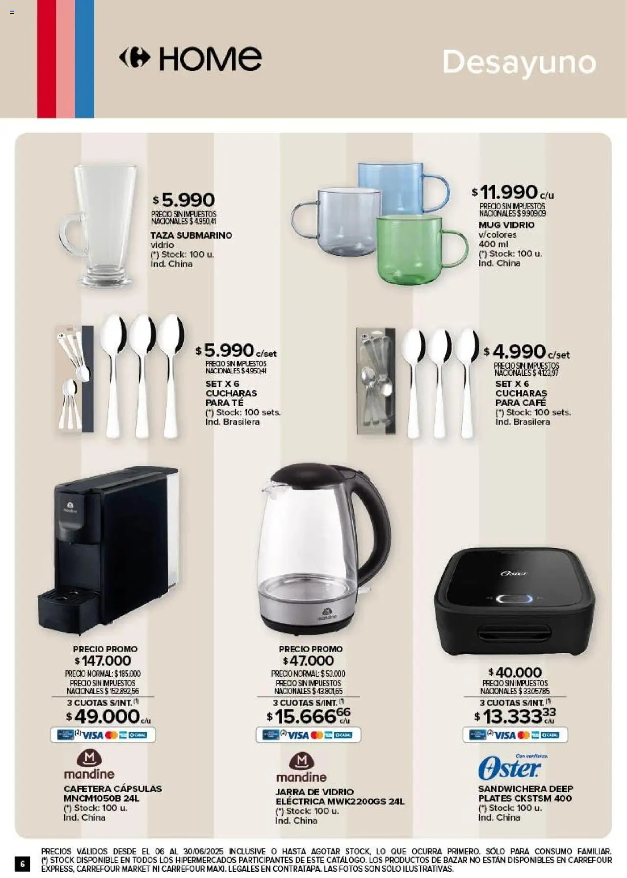 Carrefour - Deco Hogar │ válido desde el 06.06.2025 | Página: 6 | Productos: Cafetera, Sandwichera, Taza, Café