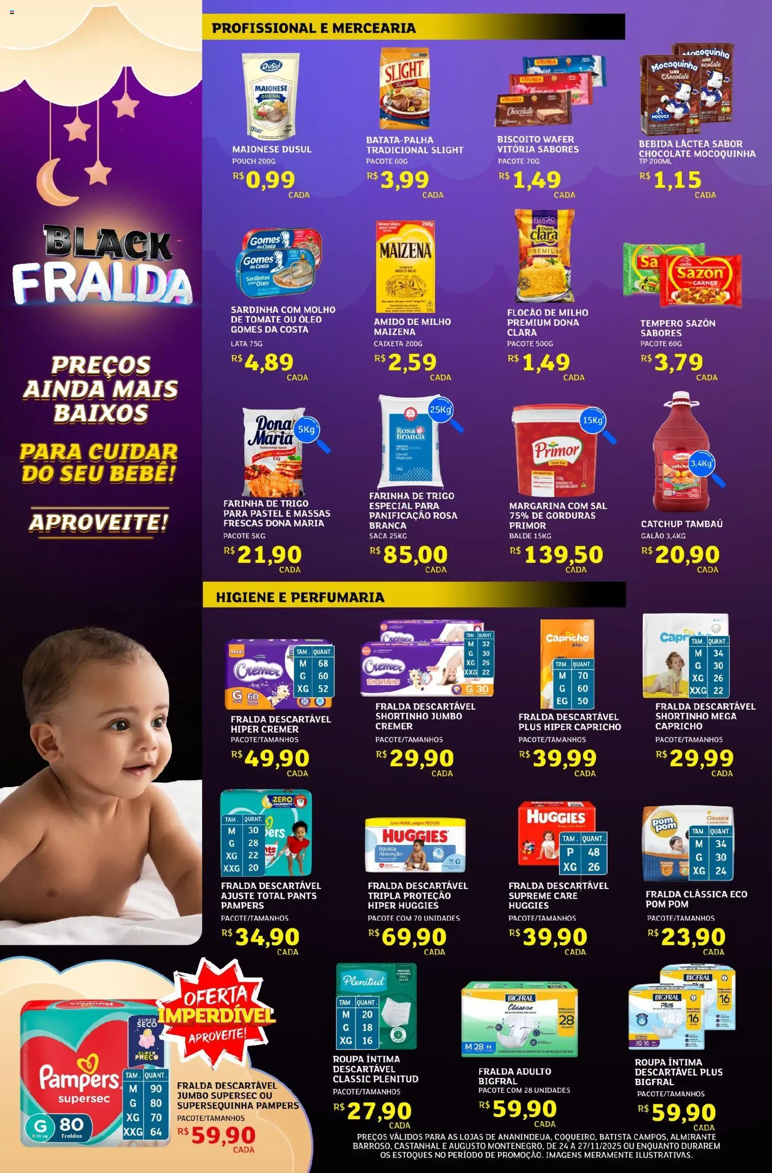 Assaí Atacadista Folheto - válido de 24.11.2025 | Página: 2 | Produtos: Chocolate, Fraldas, Sal, Sardinha
