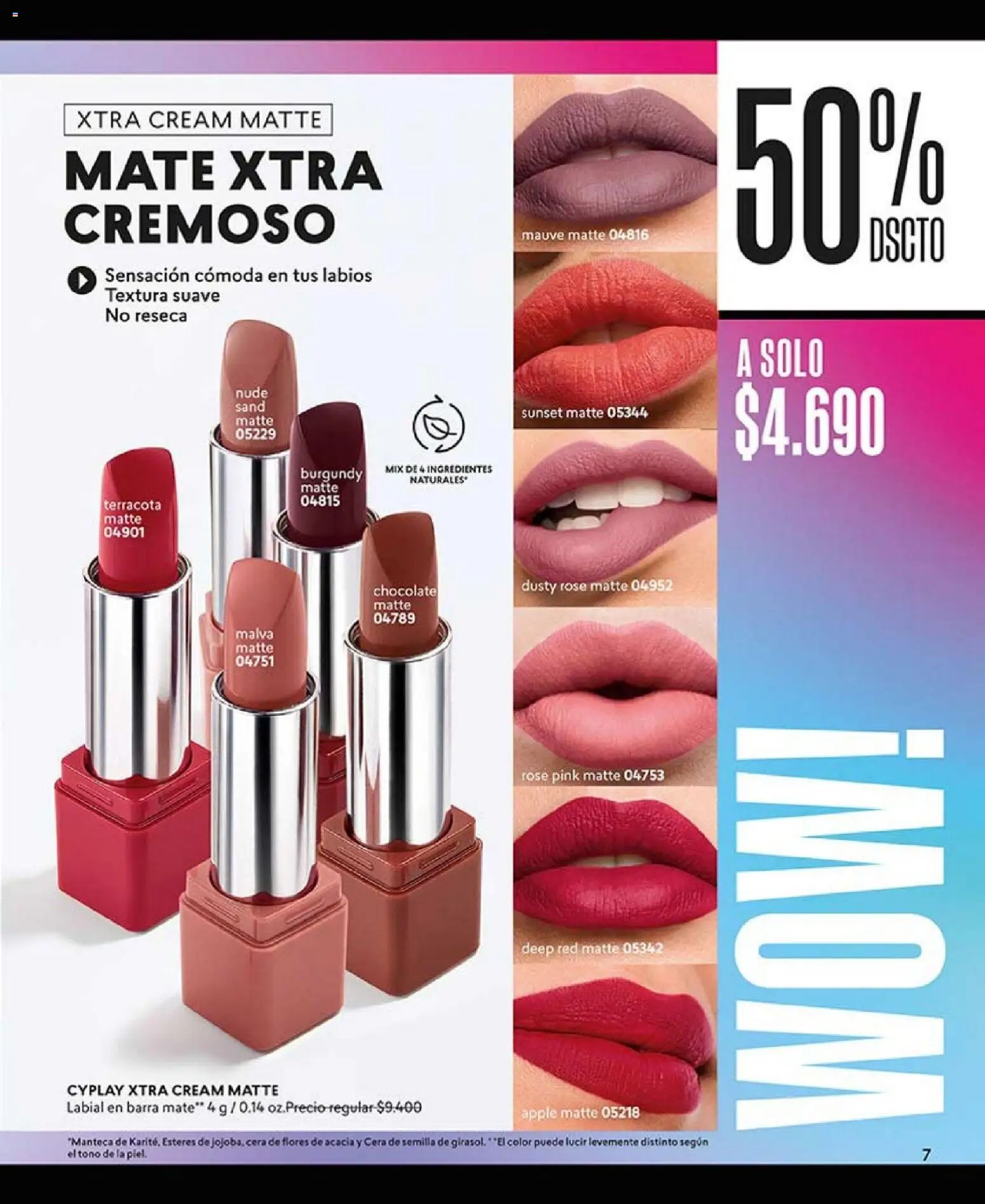 Catálogo CyZone Campaña 1 │ válido desde el 01.01.2026 | Página: 7 | Productos: Cera, Mate, Chocolate, Labial