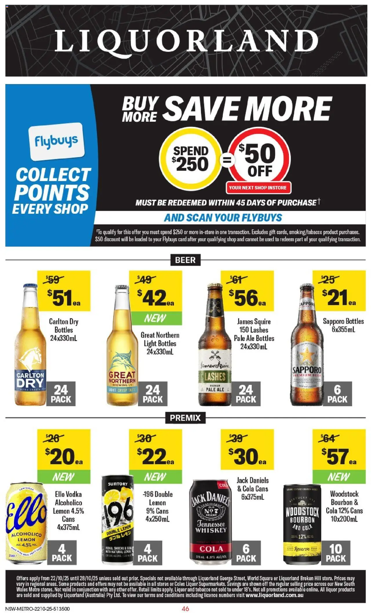 Coles catalogue - valid from 22.10.2025 | Page: 46 | Products: Beer, Bourbon, Sugar, Lemon
