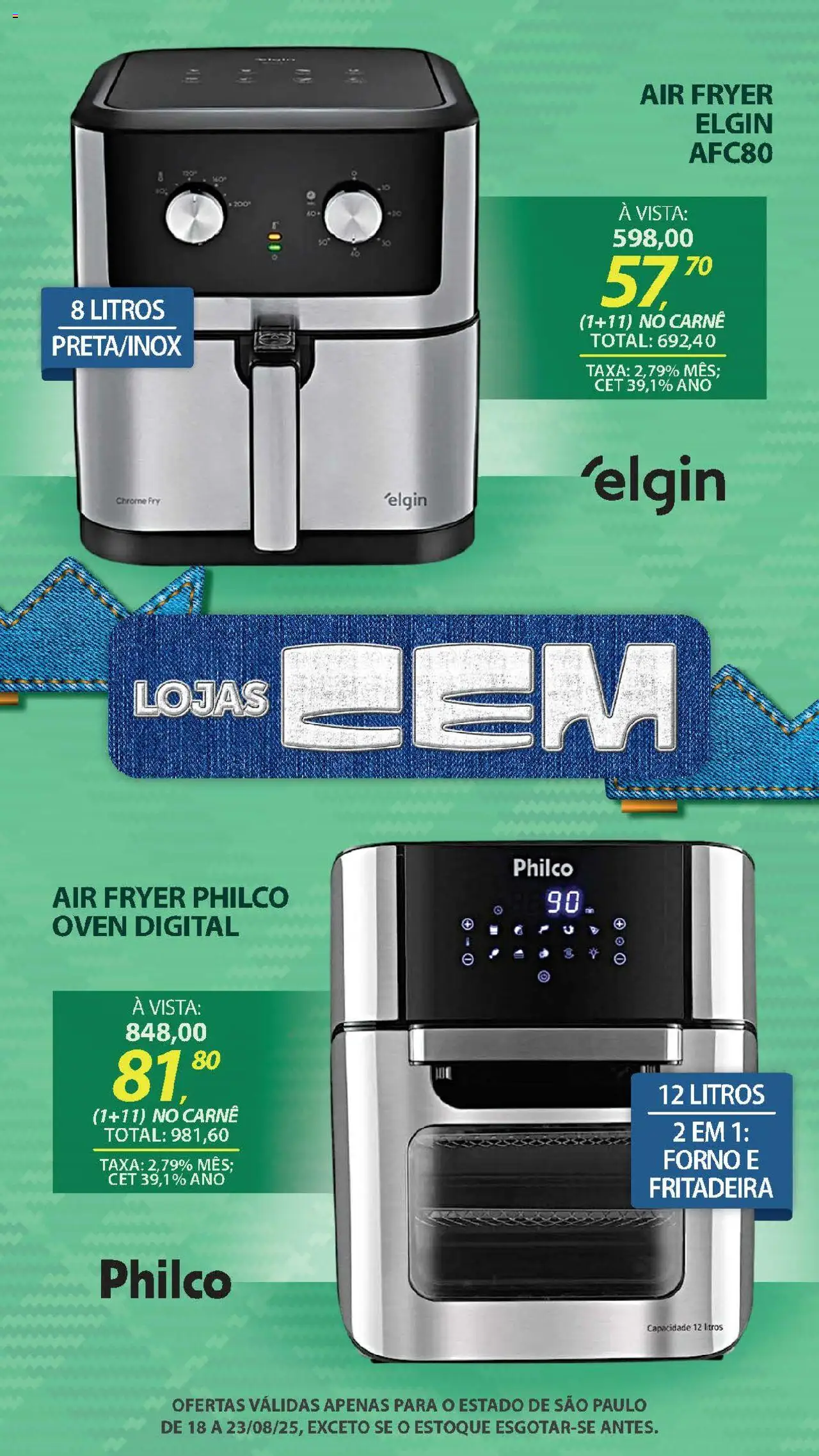 Lojas Cem Folheto - válido de 18.08.2025 | Página: 40 | Produtos: Forno, Air fryer, Carne