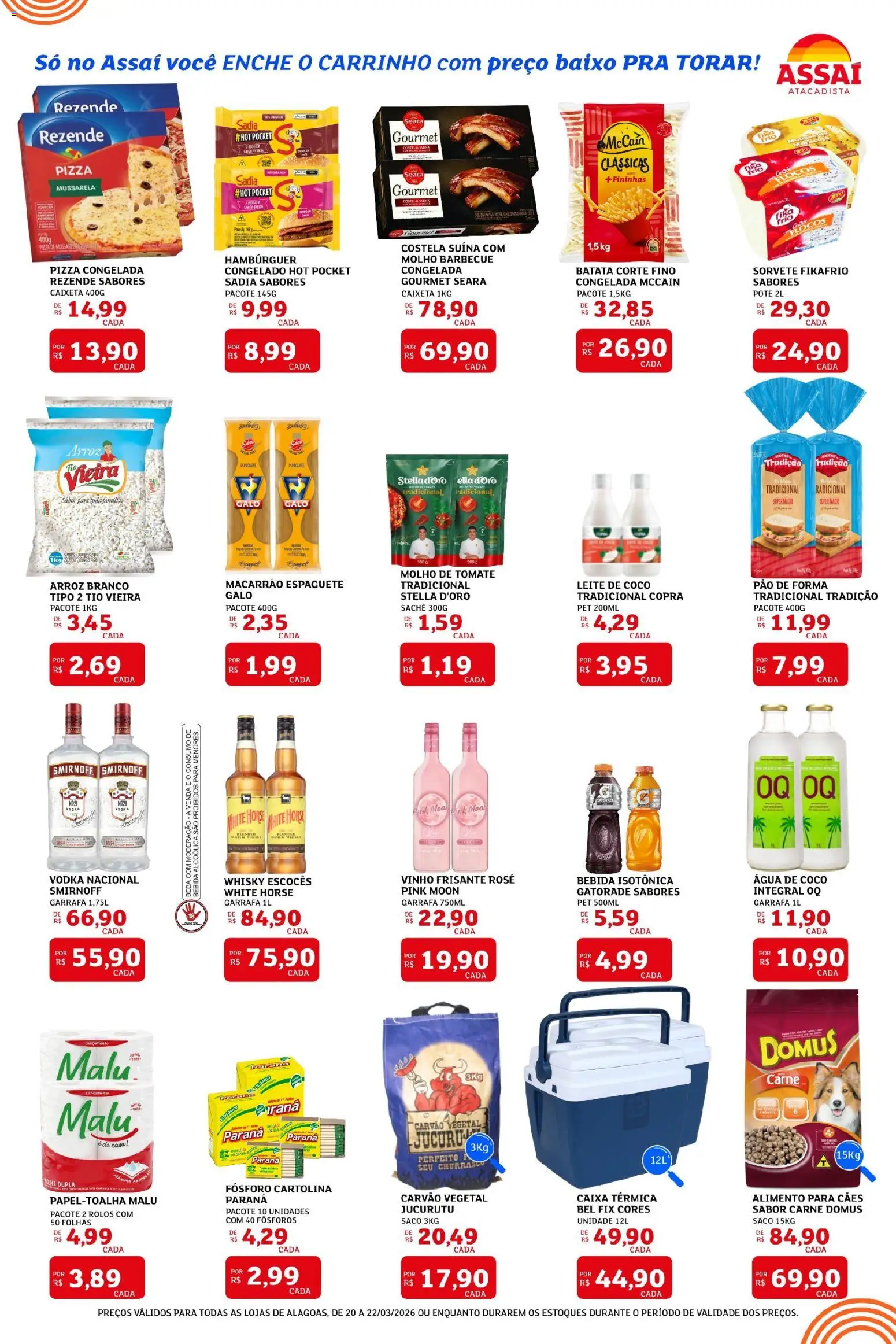 Assaí Atacadista Folheto - válido de 20.03.2026 | Página: 2 | Produtos: Carvão vegetal, Cartolina, Pão de forma, Bebida