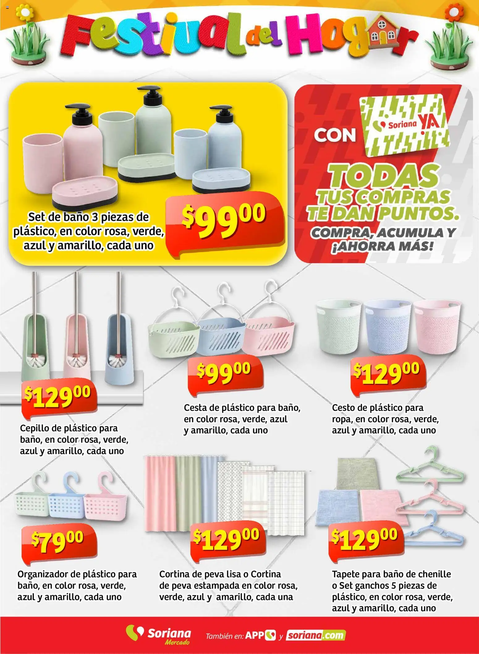 Nuevas ofertas de Soriana válidas en toda la República Mexicana desde el 15.04.2026. ¡Encuentra las mejores ofertas en Soriana Festival del Hogar Mercado Nacional! | Página: 6 | Productos: Organizador, Té, Baño, Tapete