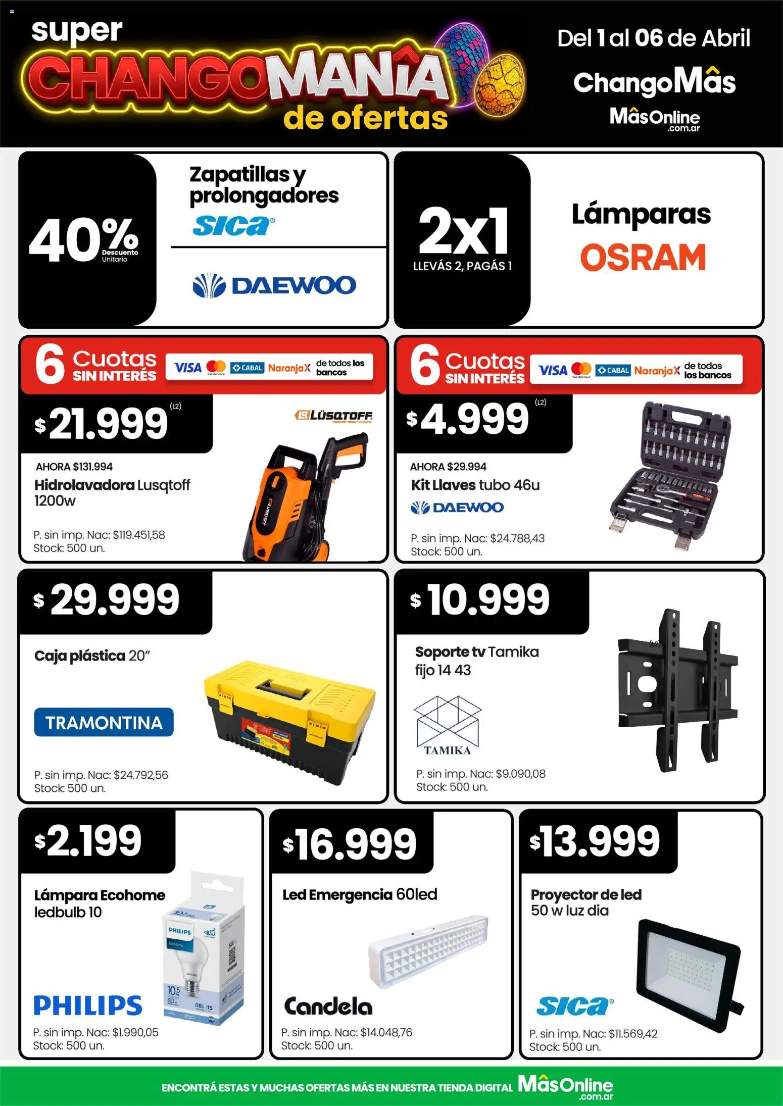 Punto Mayorista catálogo │ válido desde el 01.04.2026 | Página: 10 | Productos: Lámpara, Proyector, Zapatillas, Hidrolavadora