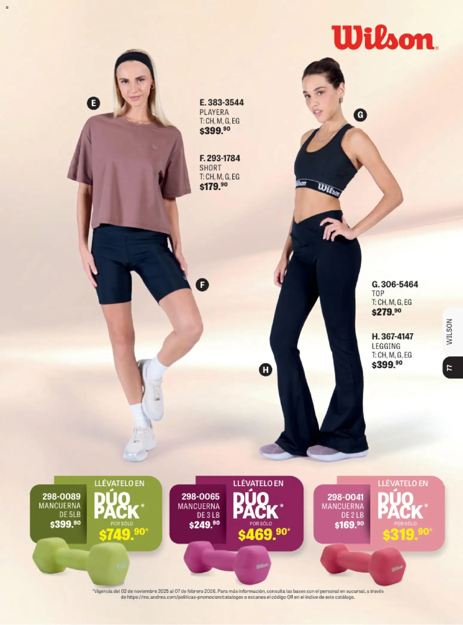 Nuevas ofertas de Andrea válidas en toda la República Mexicana desde el 31.10.2025. ¡Encuentra las mejores ofertas en Andrea catálogo Wilson! | Página: 3 | Productos: Playera, Short