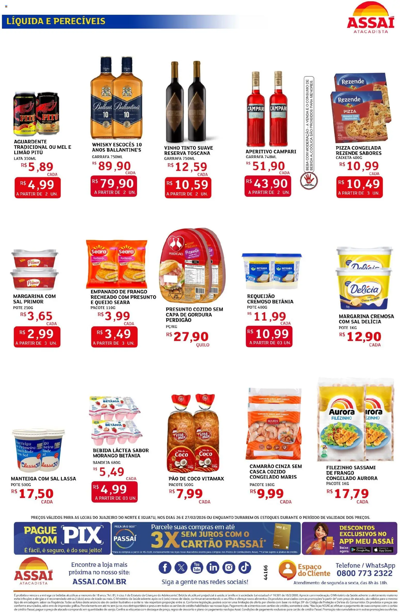 Assaí Atacadista Folheto - válido de 26.02.2026 | Página: 2 | Produtos: Manteiga, Pizza, Frango, Margarina