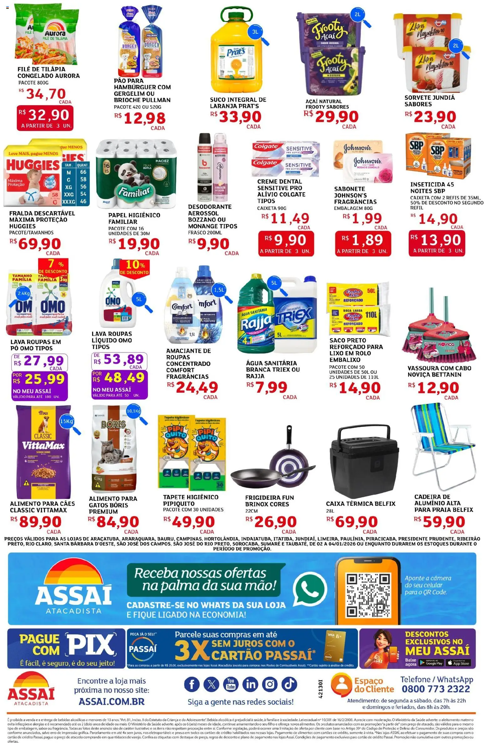 Assaí Atacadista Folheto - válido de 02.01.2026 | Página: 2 | Produtos: Suco, Carne, Sorvete, Cabo