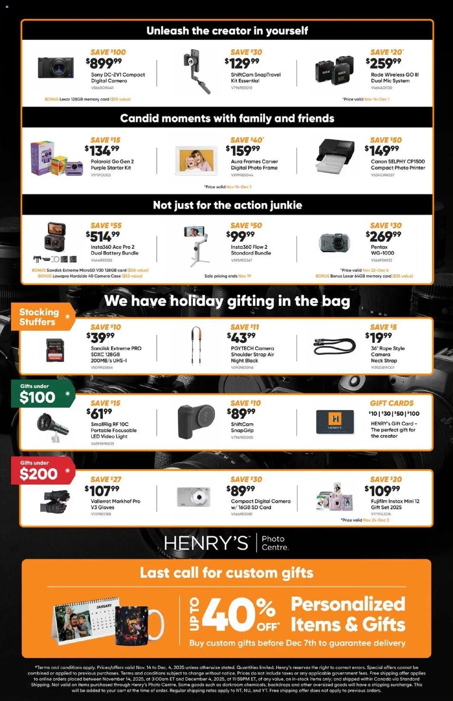 Henry's flyer valid from 14.11.2025 | Page: 2 | Products: Gloves, Printer, Camera, Memory card