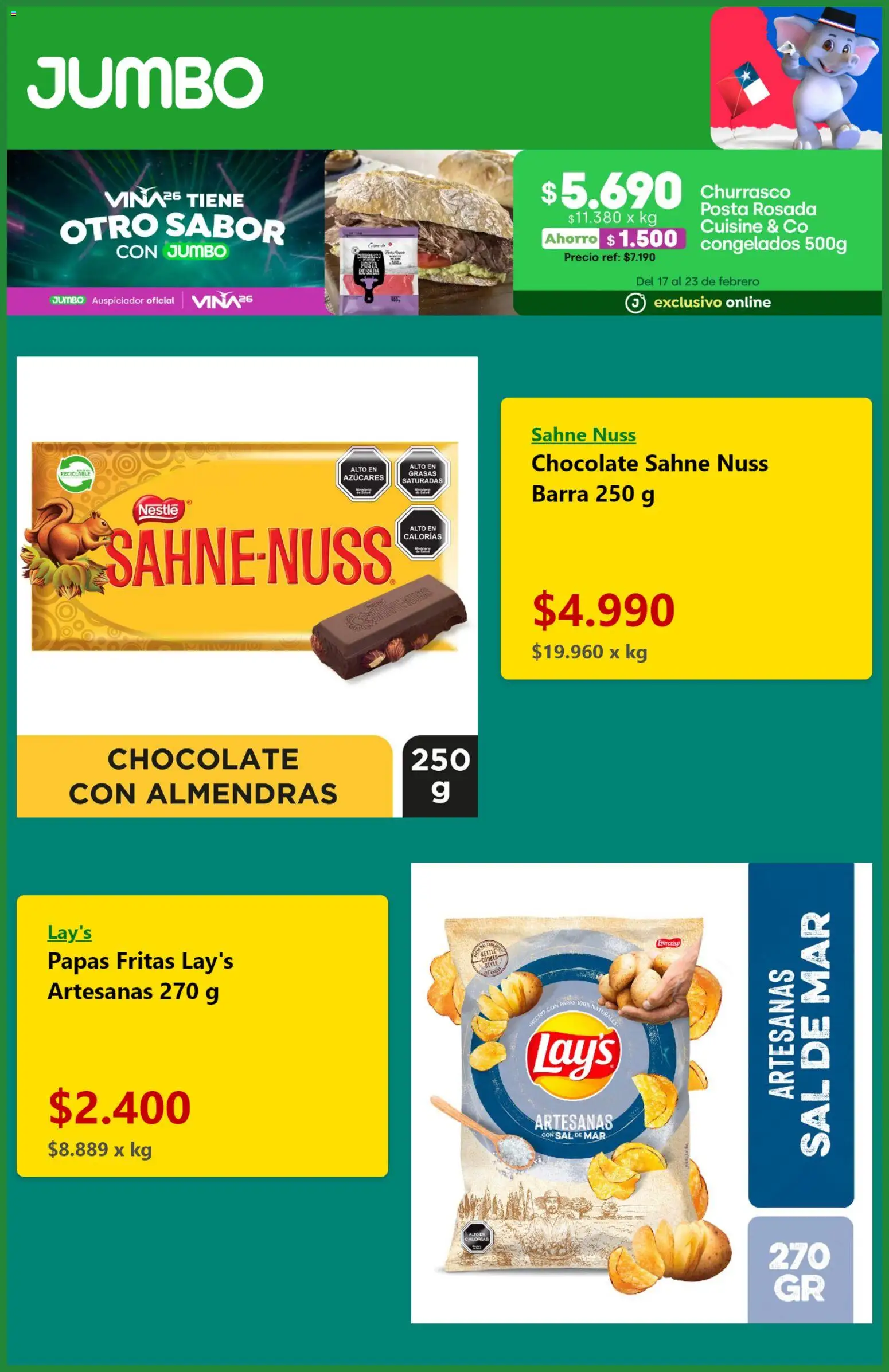 Jumbo ofertas  │ válido desde el 17.02.2026 | Página: 4 | Productos: Sal, Chocolate, Almendras, Papas fritas