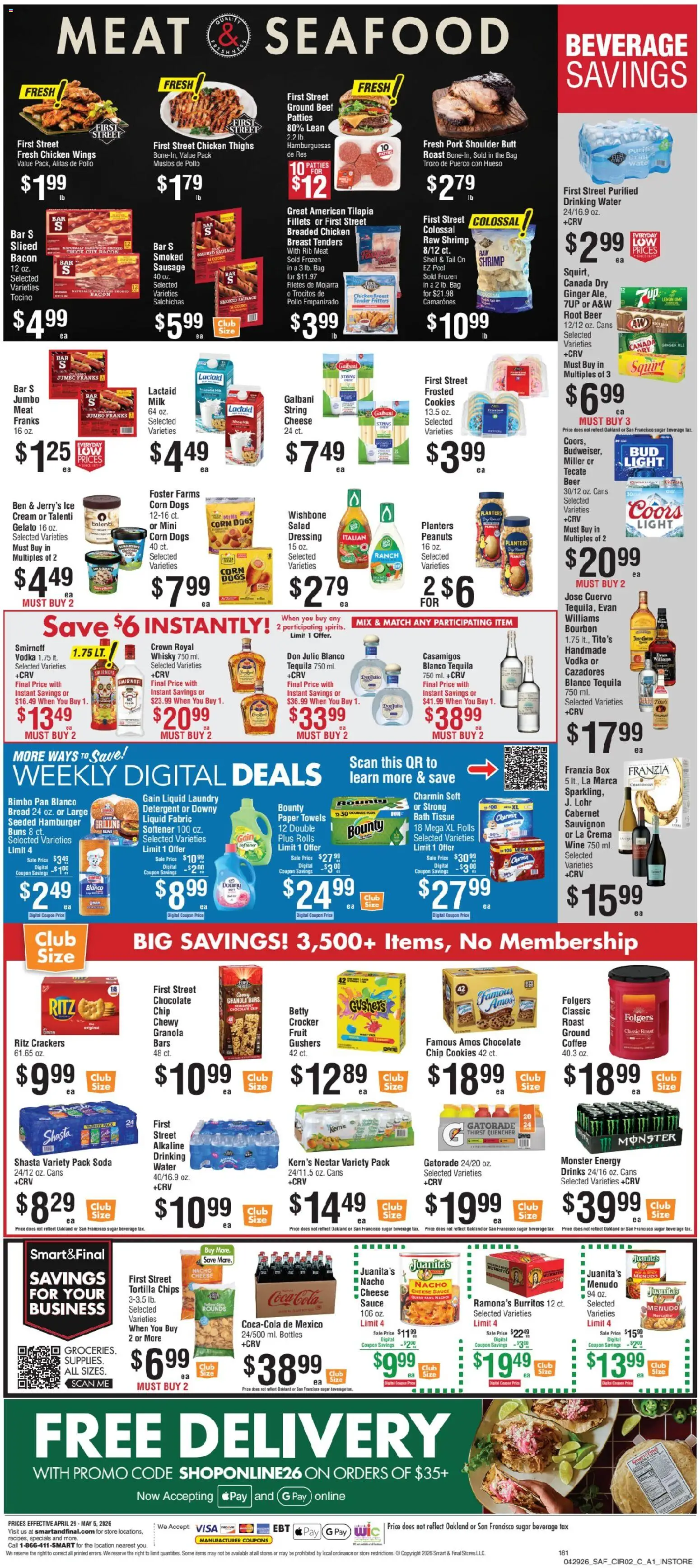 Smart & Final Weekly Ad - valid from 29.04.2026 | Page: 3 | Products: Bread, Bourbon, Salad, Chocolate Chip