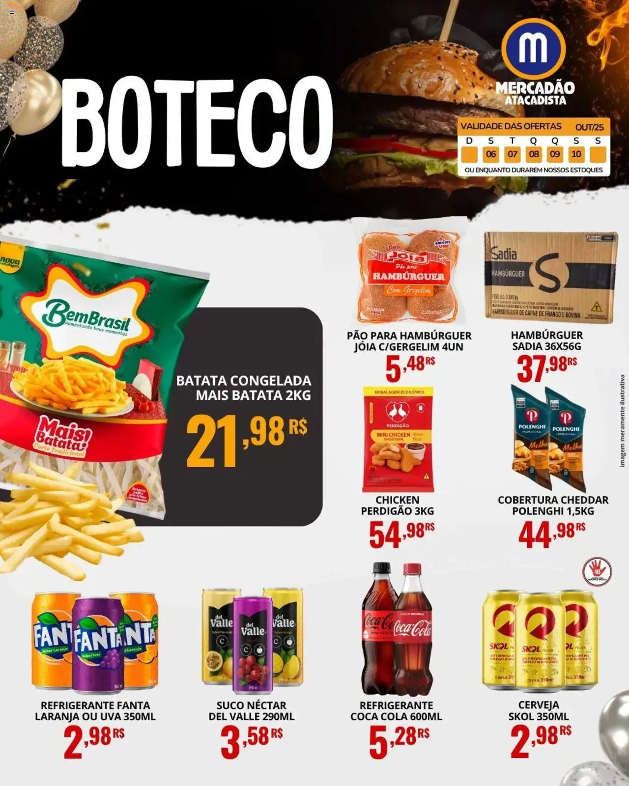 Mercadão Atacadista Folheto - válido de 06.10.2025 | Página: 4 | Produtos: Fanta, Carne, Hambúrguer, Refrigerante