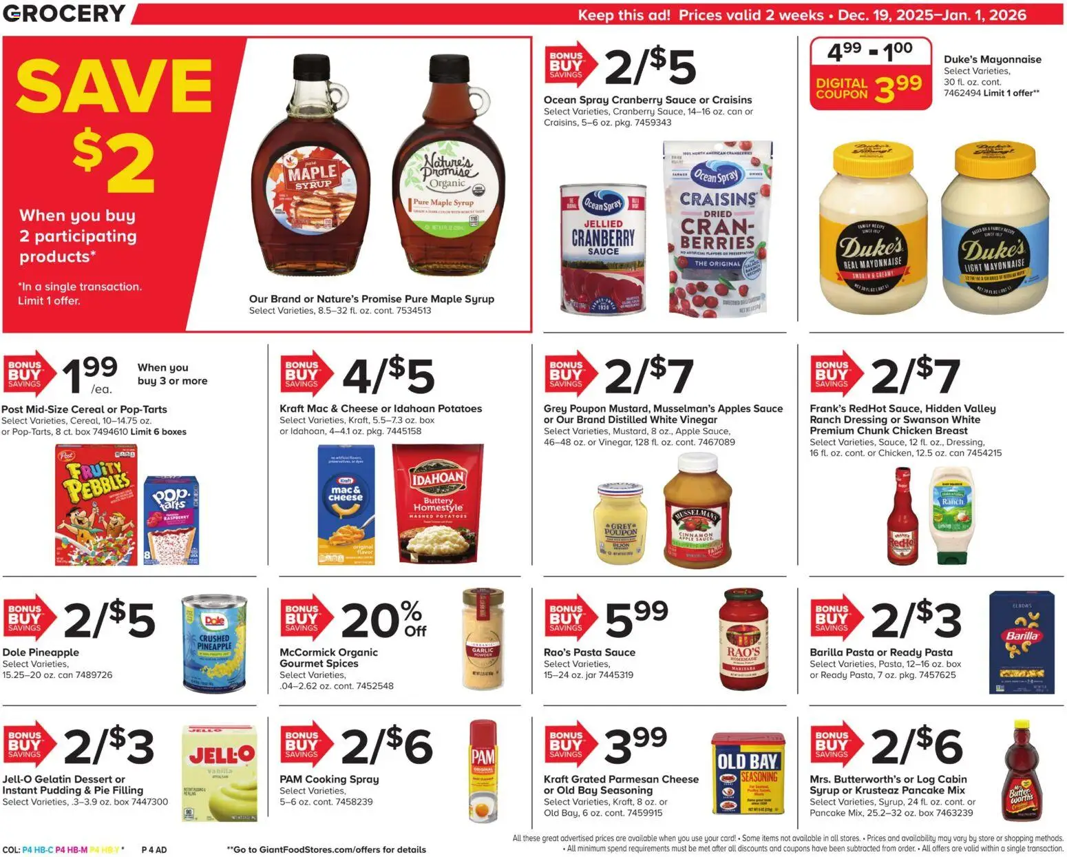 Giant Weekly Ad - valid from 19.12.2025 | Page: 13 | Products: Vinegar, Cheese, Mayonnaise, Raspberry