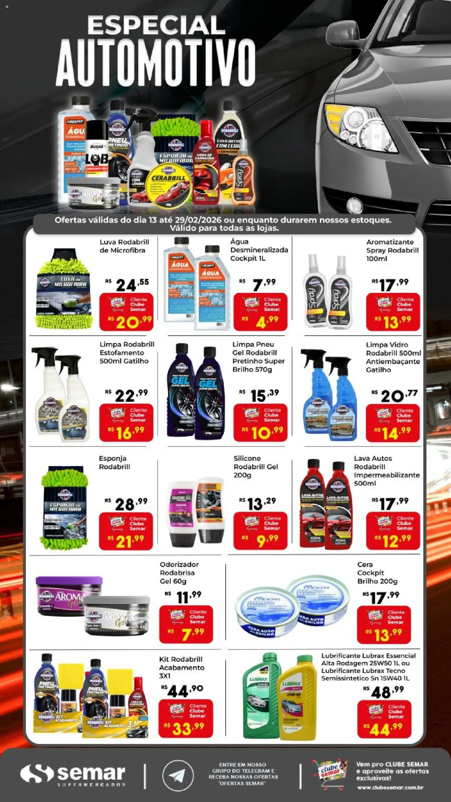 Semar Supermercado Folheto - válido de 13.03.2026 | Página: 1 | Produtos: Pneu, Esponja, Impermeabilizante, Cera