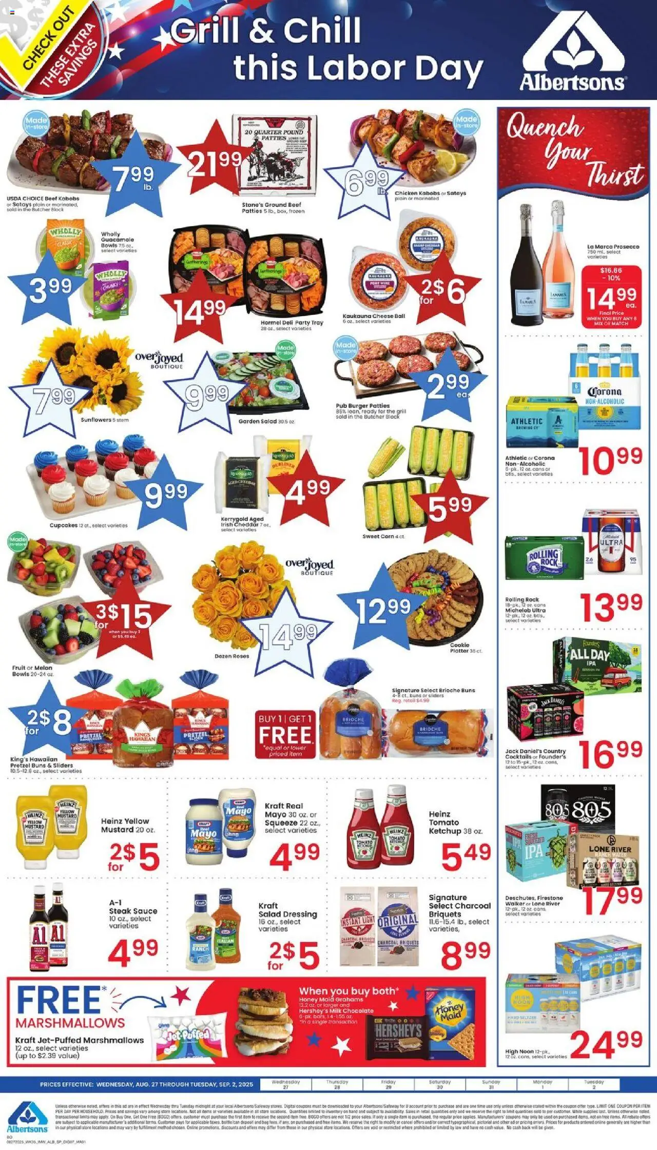 Albertsons Bonus Online Savings - valid from 27.08.2025 | Page: 1 | Products: Cheese, Chocolate, Ketchup, Salad