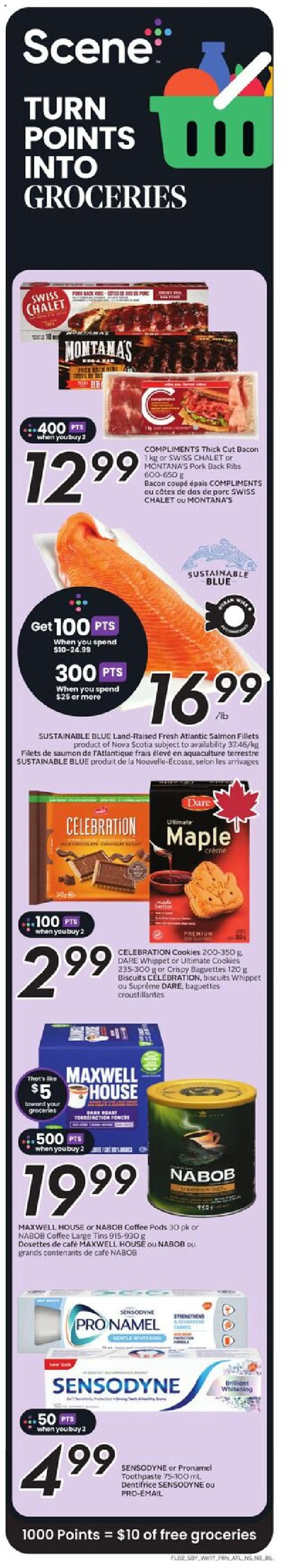 Sobeys flyer valid from 21.08.2025 | Page: 3 | Products: Cookies, Toothpaste, Coffee, Pork