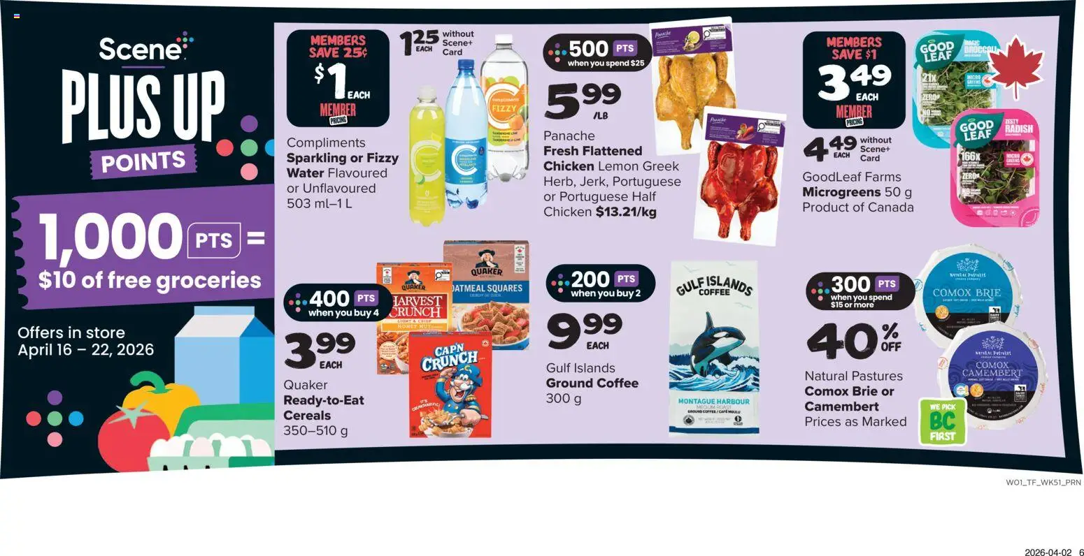 Thrifty Foods flyer valid from 16.04.2026 | Page: 9 | Products: Cereals, Coffee, Chicken