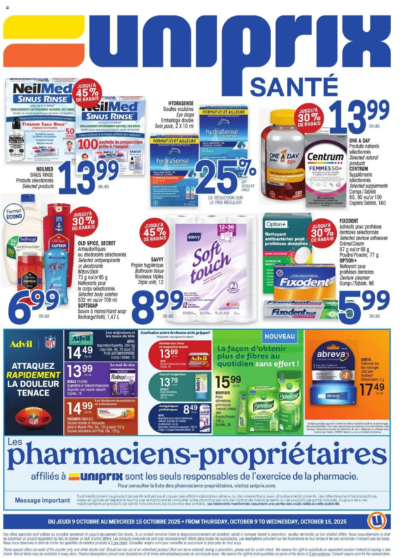 Uniprix flyer valid from 09.10.2025 | Page: 4 | Products: Powder, Soap
