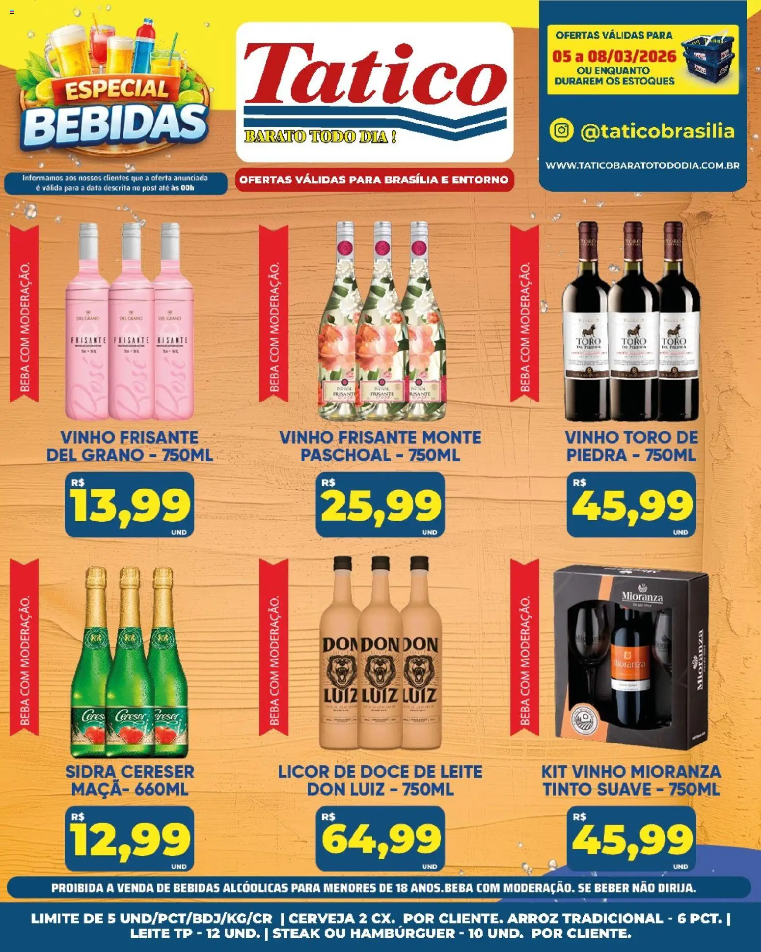 Tatico Folheto - válido de 09.03.2026 | Página: 43 | Produtos: Licor, Cerveja, Hambúrguer, Doce de leite