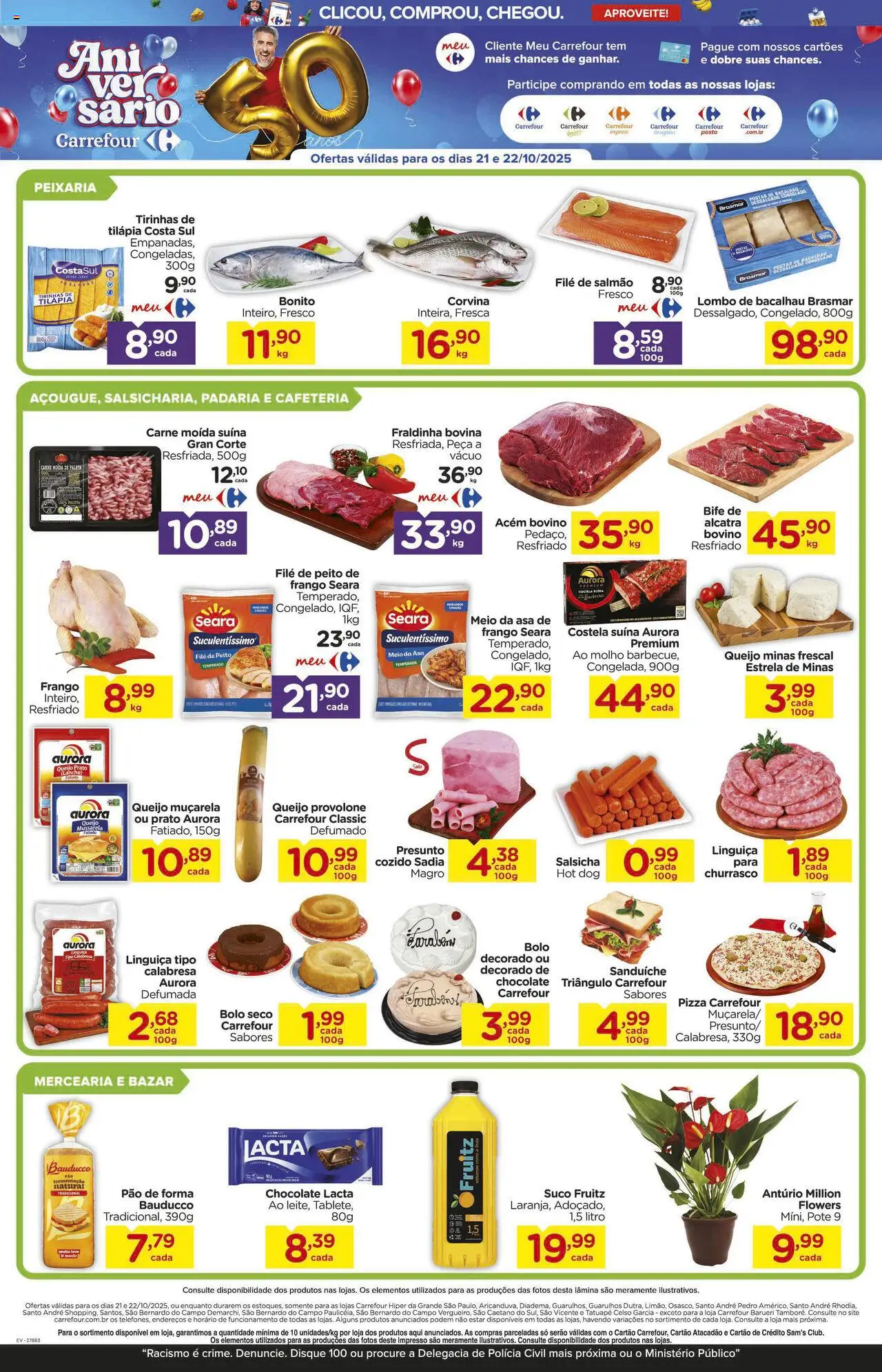 Carrefour Folheto - válido de 21.10.2025 | Página: 2 | Produtos: Salsicha, Linguiça, Lombo, Muçarela