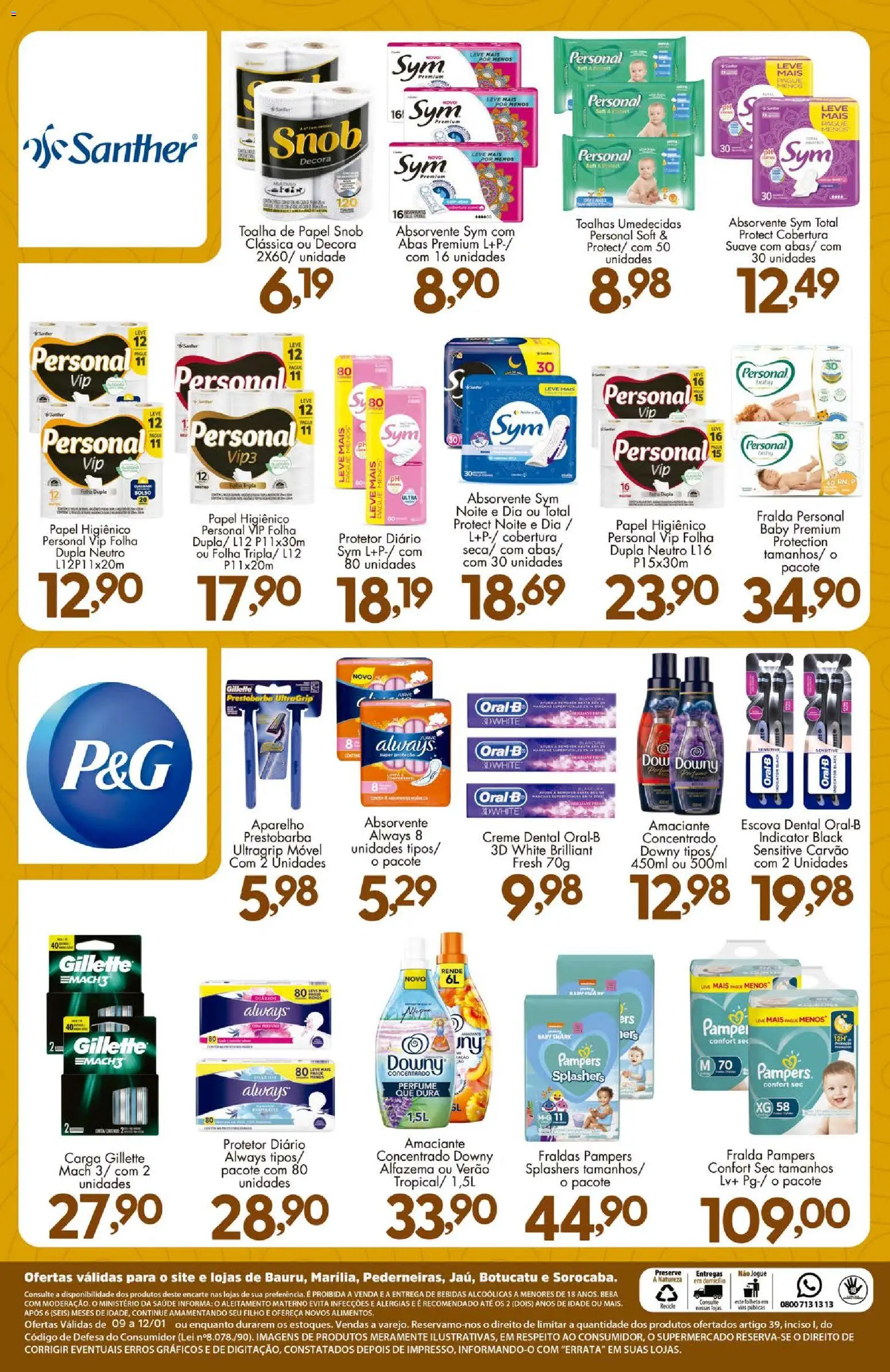 Confiança Folheto - válido de 09.01.2026 | Página: 9 | Produtos: Pampers, Creme, Creme dental, Absorvente