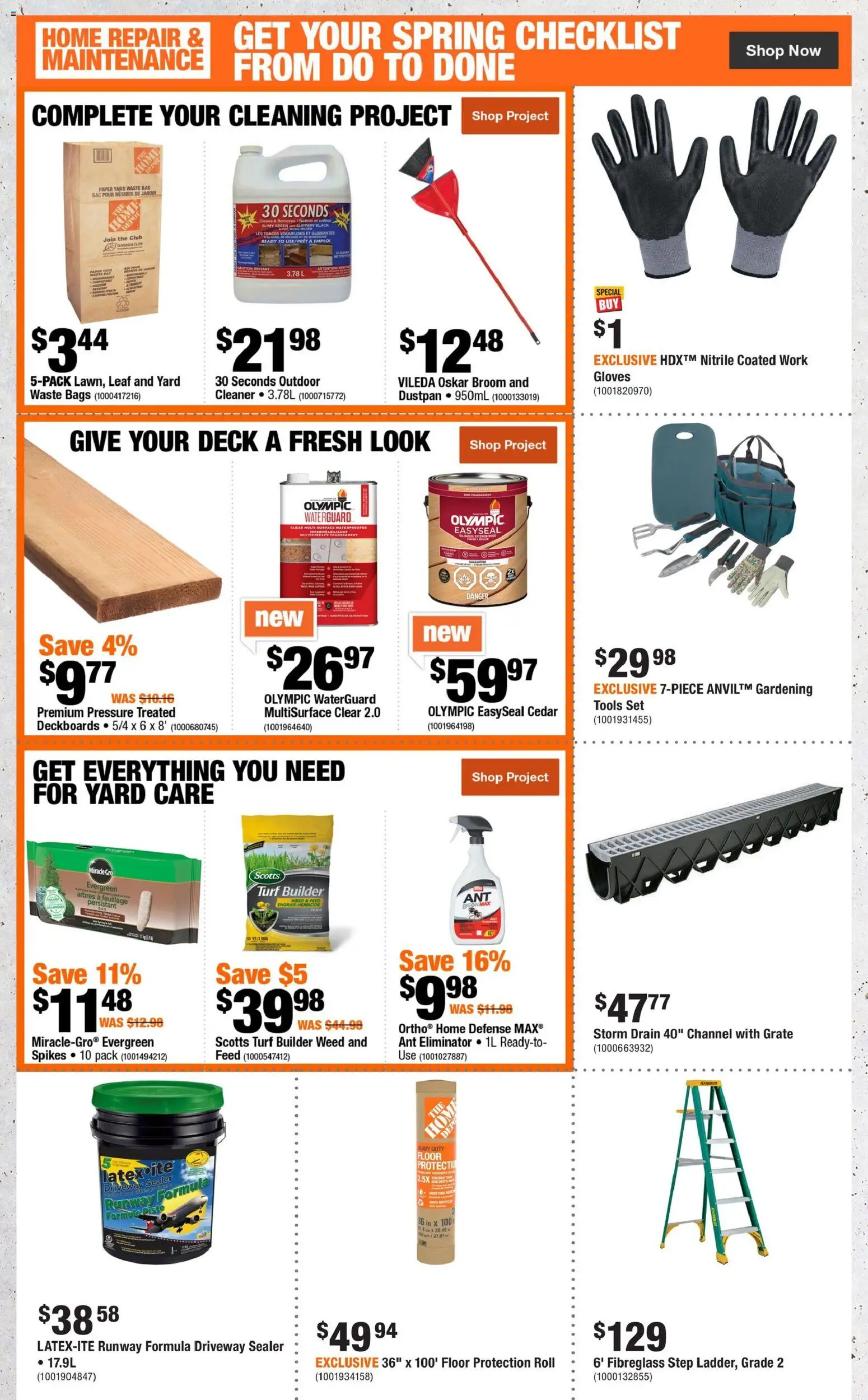 Home Depot flyer valid from 30.04.2026 | Page: 9 | Products: Gloves, Bag, Grate