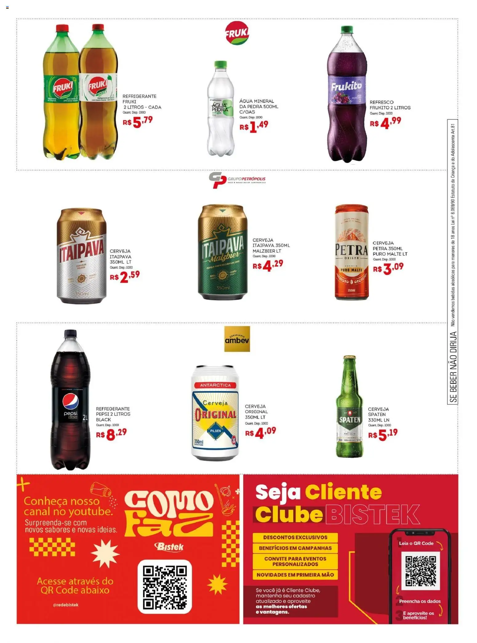 Bistek Supermercados Folheto - válido de 22.10.2025 | Página: 7 | Produtos: Refresco, Cerveja, Água mineral, Refrigerante