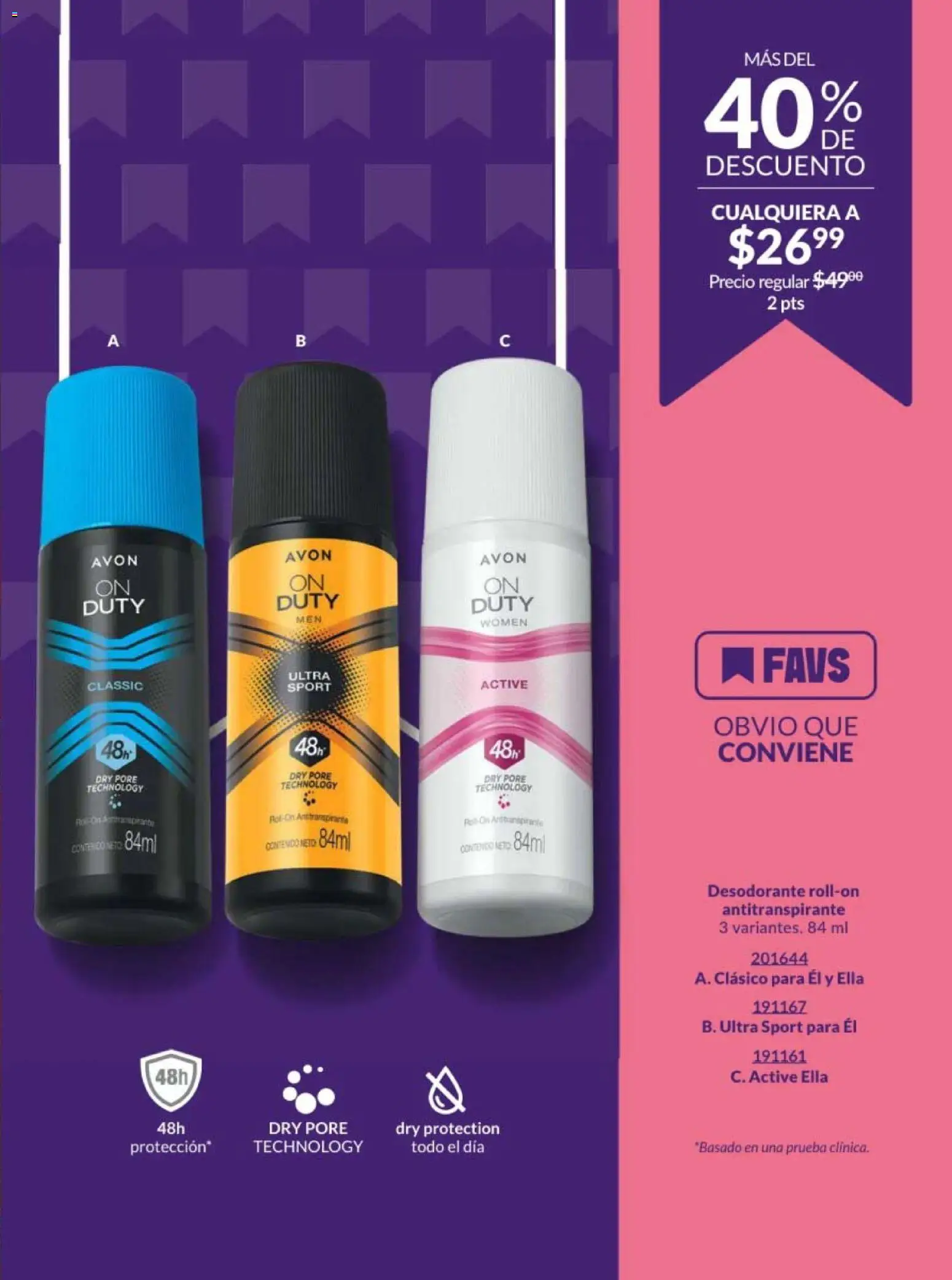 Nuevas ofertas de AVON válidas en toda la República Mexicana desde el 20.02.2026. ¡Encuentra las mejores ofertas en AVON campaña 4 2026! | Página: 187 | Productos: Desodorante, Antitranspirante