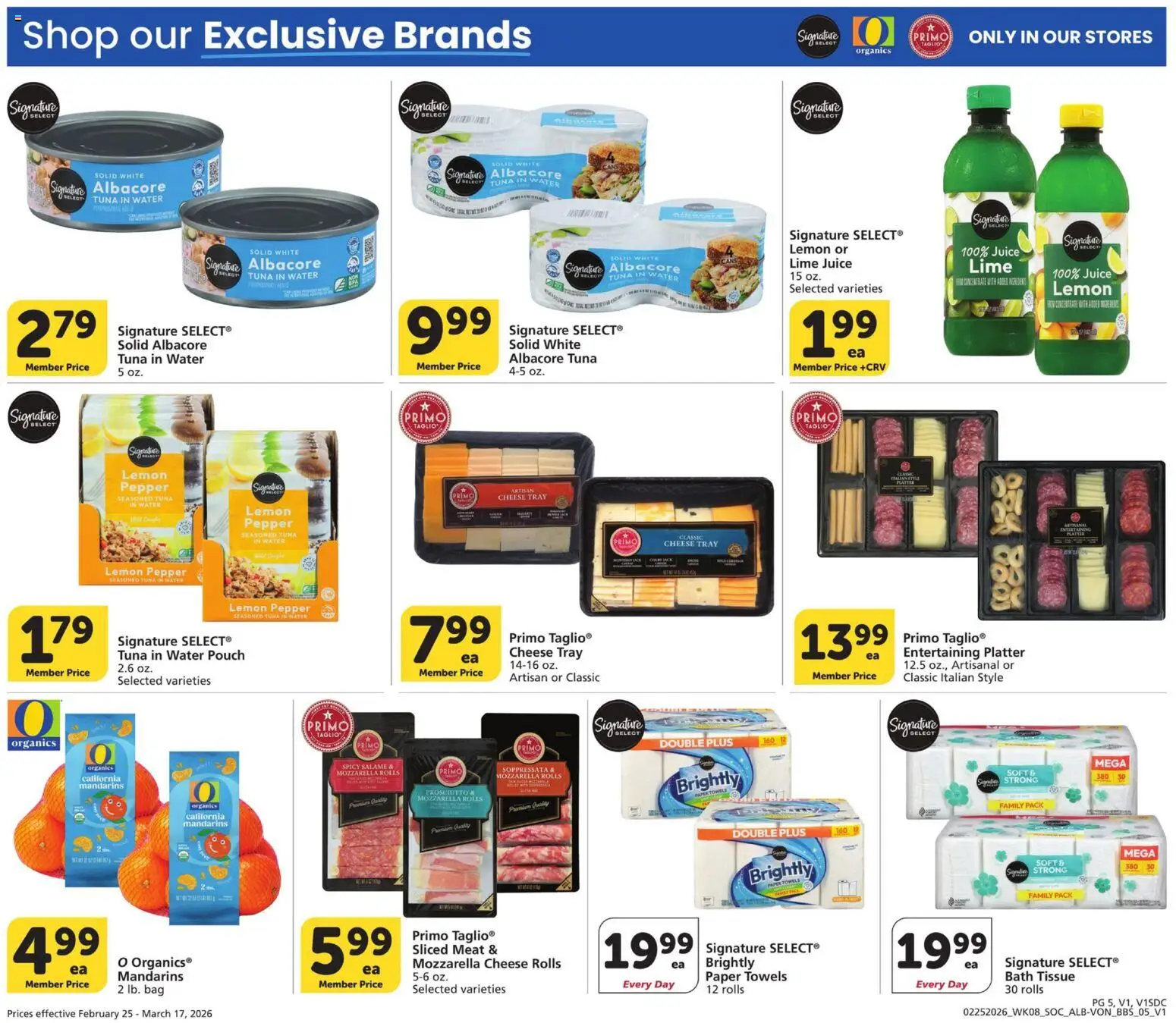 Vons Big Book of Savings - valid from 25.02.2026 | Page: 5 | Products: Mandarins, Cheese, Juice, Bag