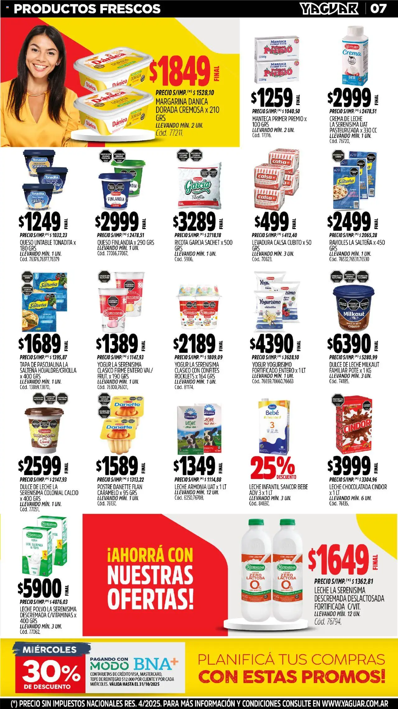 Yaguar - Chaco │ válido desde el 20.10.2025 | Página: 6 | Productos: Crema de leche, Dulce de leche, Leche, Margarina