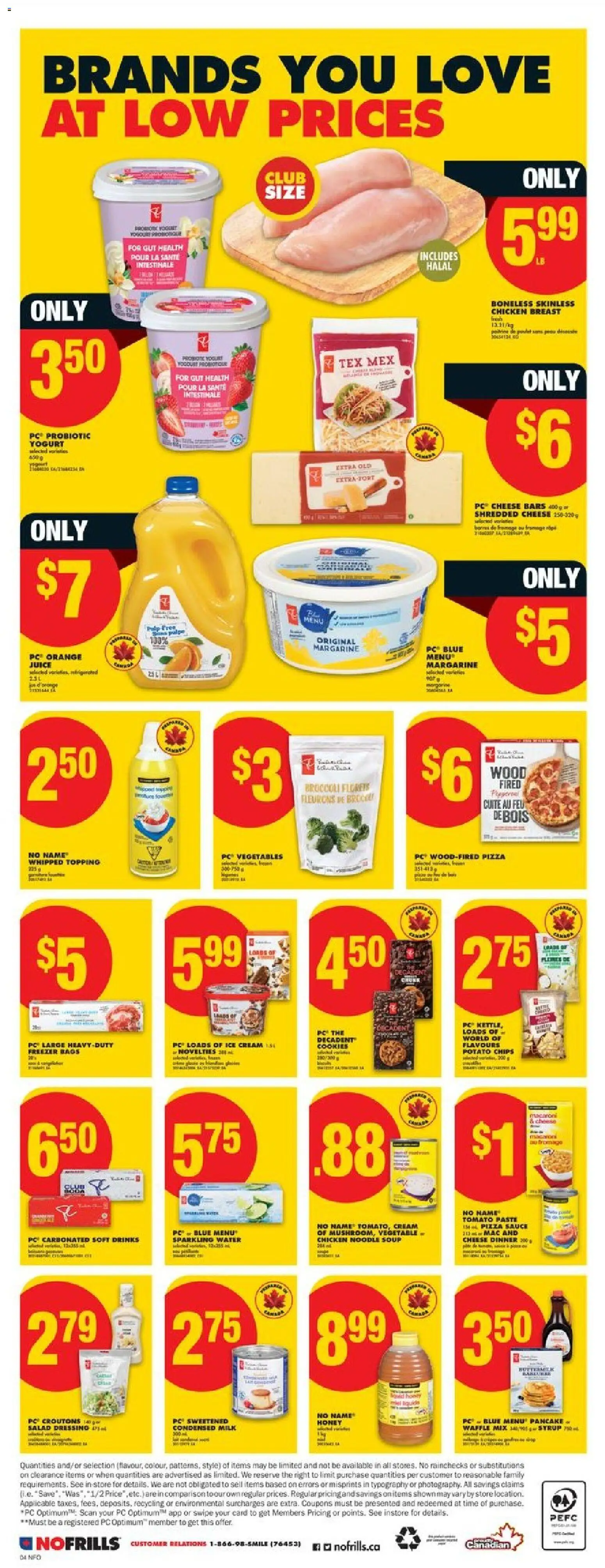No Frills flyer valid from 05.03.2026 | Page: 4 | Products: Cream, Cheese, Juice, Chicken
