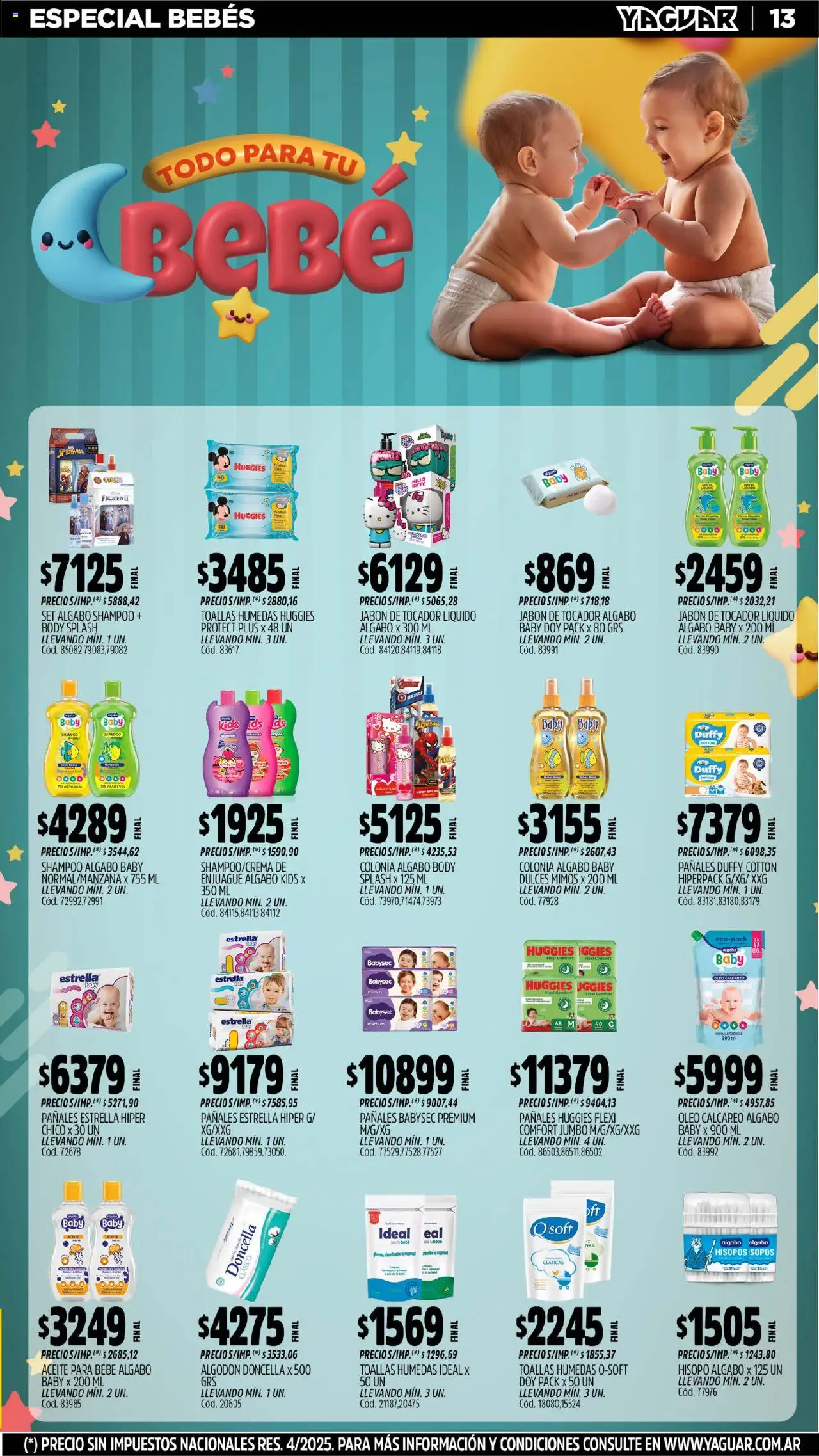 Yaguar - Chaco │ válido desde el 11.08.2025 | Página: 13 | Productos: Aceite, Shampoo, Jabón, Pañales