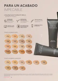 Vista previa de Maquillaje Líquido TimeWise 3D, Available in 2 finishes: Matte and Luminous. Contains Vitamin B3/Niacinamide, Resveratrol, and a Special Peptide., nuevo folleto de la tienda, válido en México a partir del 01.01.2026 | Página: 46 | Productos: Brillo, Radiante, Mate, Maquillaje