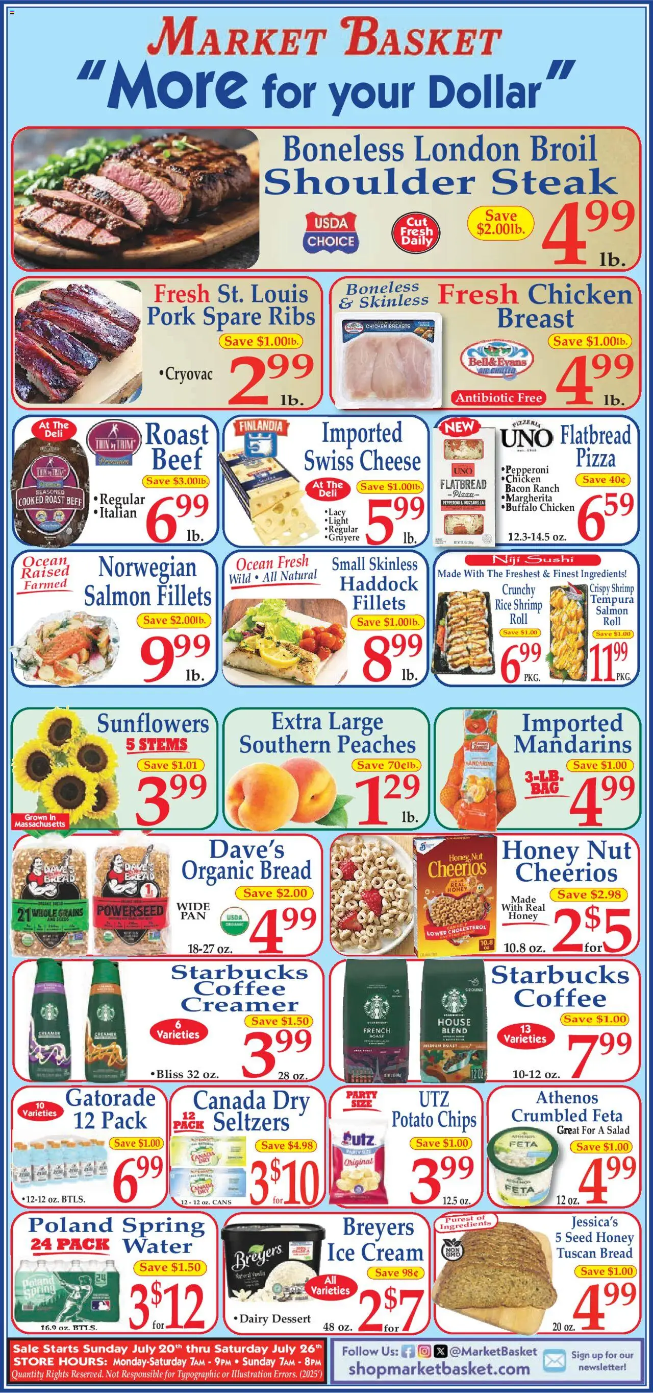 Market Basket Ad - valid from 20.07.2025 | Page: 1 | Products: Basket, Cream, Salad, Water